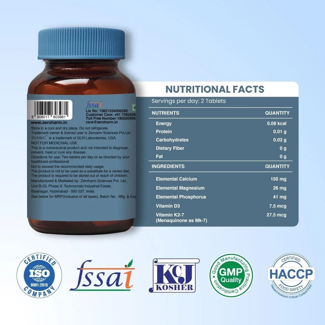 قرص کلسیم جامع ZEROHARM برای زنان و مردان - مکمل کلسیم بر پایه شیر با ویتامین D3، K2-7، منیزیم و فسفر - بهترین مکمل برای پشتیبانی از مفاصل و استحکام استخوان (60 قرص) قرص کلسیم جامع ZEROHARM برای زنان و مردان - مکمل کلسیم بر پایه شیر با ویتامین D3، K2-7، منیزیم و فسفر - بهترین مکمل برای پشتیبانی از مفاصل و استحکام استخوان (60 قرص)