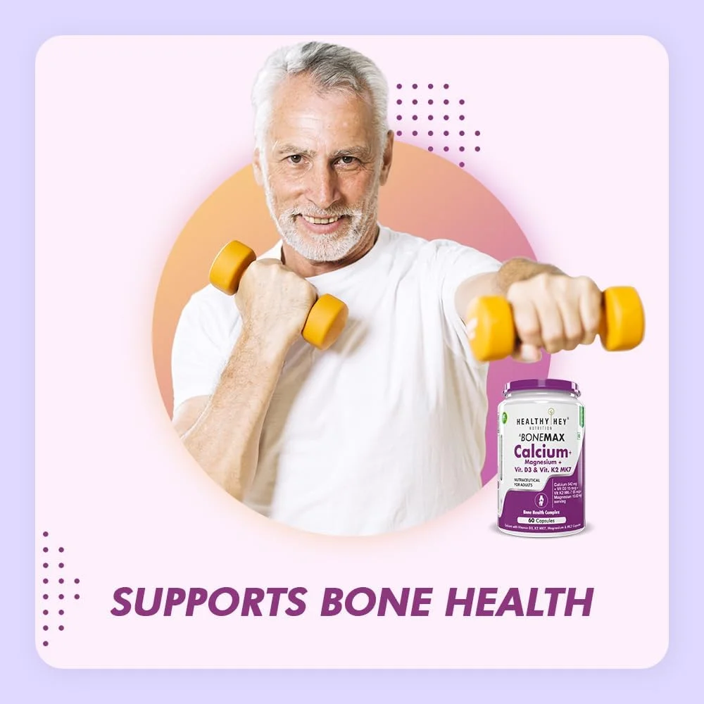 کپسول های گیاهی کلسیم وگان HealthyHey Nutrition با منیزیم، ویتامین D3 و ویتامین K2- Mk7 - BoneMax - کمپلکس سلامت استخوان - 60 عدد کپسول های گیاهی کلسیم وگان HealthyHey Nutrition با منیزیم، ویتامین D3 و ویتامین K2- Mk7 - BoneMax - کمپلکس سلامت استخوان - 60 عدد
