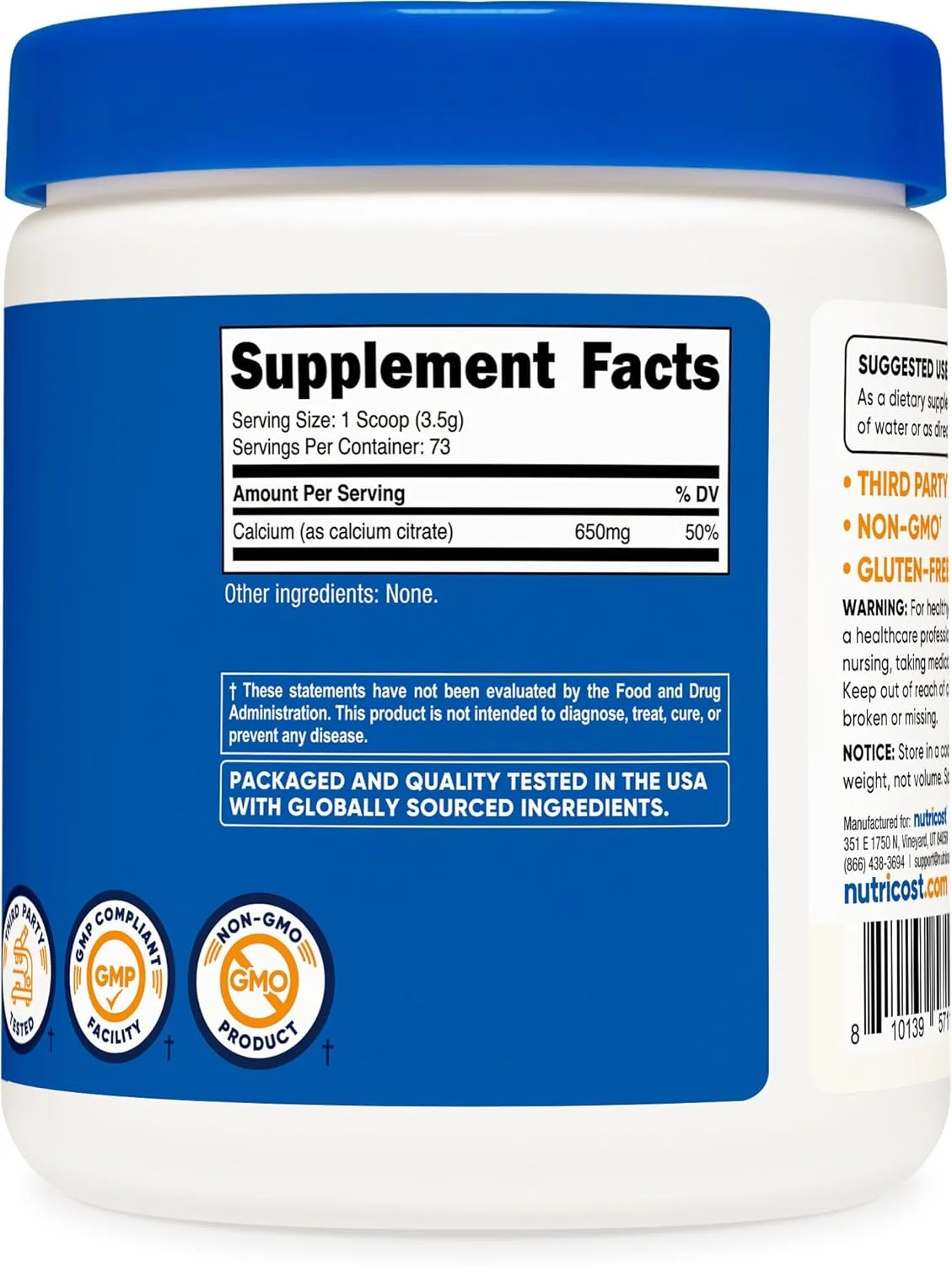 پودر سیترات کلسیم خالص Nutricost (250 گرم) (بدون طعم) پودر سیترات کلسیم خالص Nutricost (250 گرم) (بدون طعم)