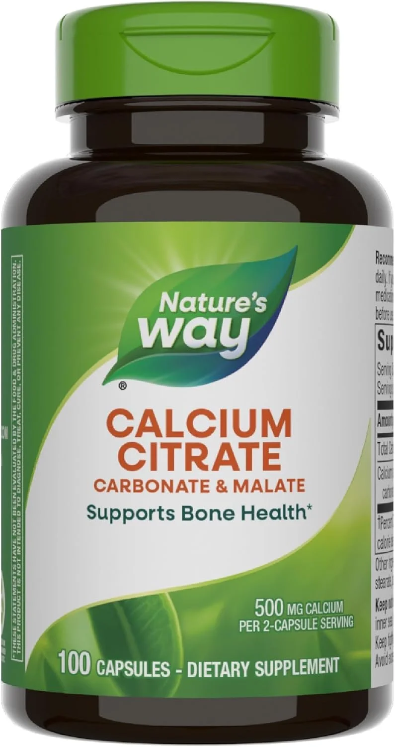Nature's Way سیترات کلسیم - 500 میلی گرم کلسیم در هر 2 کپسول - برای سلامت استخوان و پشتیبانی از دندان* - حاوی سیترات کلسیم، کربنات و مالات - فاقد گلوتن - 100 کپسول Nature's Way سیترات کلسیم - 500 میلی گرم کلسیم در هر 2 کپسول - برای سلامت استخوان و پشتیبانی از دندان* - حاوی سیترات کلسیم، کربنات و مالات - فاقد گلوتن - 100 کپسول