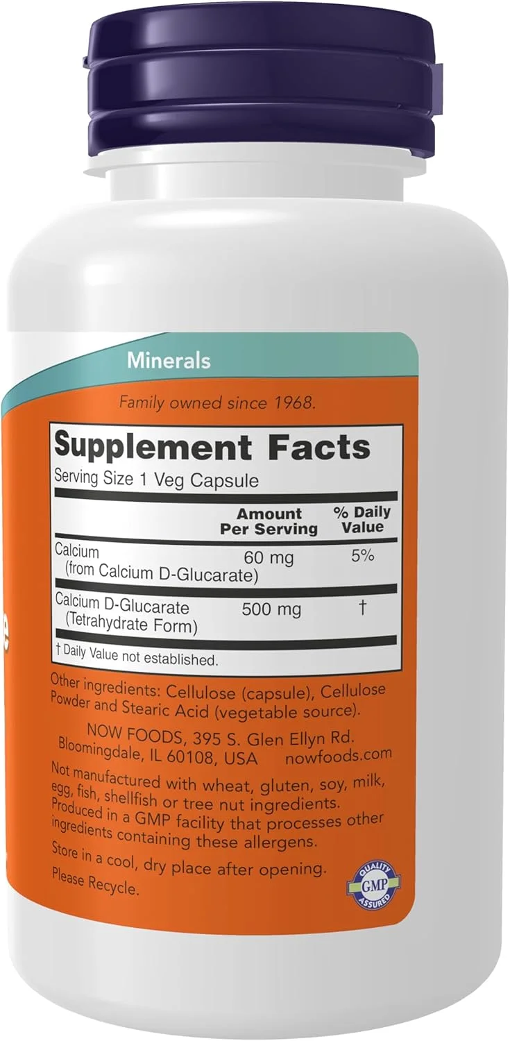 NOW Supplements، کلسیم دی گلوکارات 500 میلی گرم، 90 کپسول گیاهی NOW Supplements، کلسیم دی گلوکارات 500 میلی گرم، 90 کپسول گیاهی