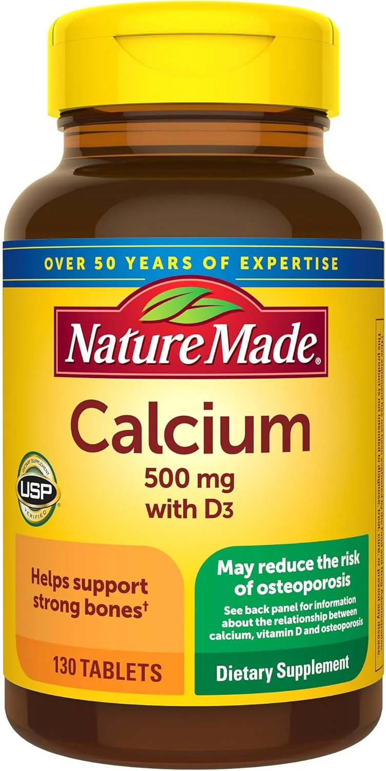 Nature Made کلسیم 500 میلی گرم با ویتامین D3، مکمل غذایی برای پشتیبانی از استخوان، 130 قرص Nature Made کلسیم 500 میلی گرم با ویتامین D3، مکمل غذایی برای پشتیبانی از استخوان، 130 قرص