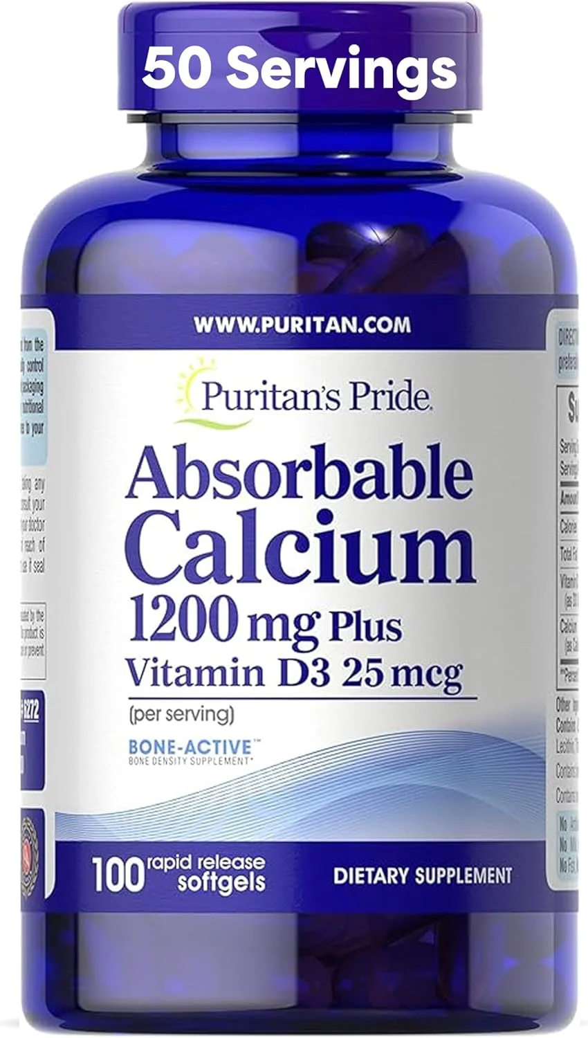 کلسیم قابل جذب 1200 میلی گرم Puritan's Pride به همراه ویتامین D 1000 IU، تعداد 100 سافت ژل کلسیم قابل جذب 1200 میلی گرم Puritan's Pride به همراه ویتامین D 1000 IU، تعداد 100 سافت ژل