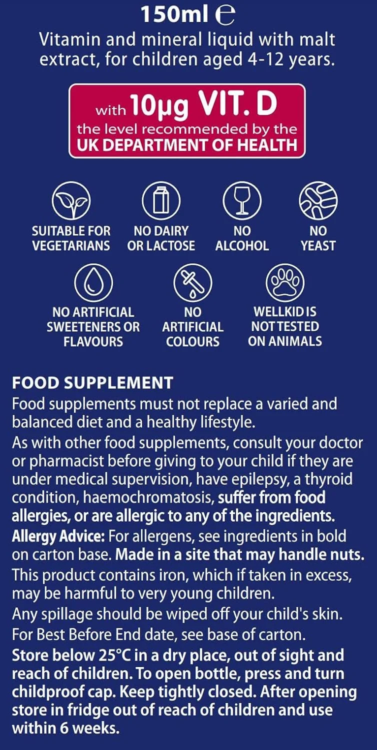 شربت کودک و نوزاد Wellkid Vitabiotics، 150 میلی لیتر شربت کودک و نوزاد Wellkid Vitabiotics، 150 میلی لیتر