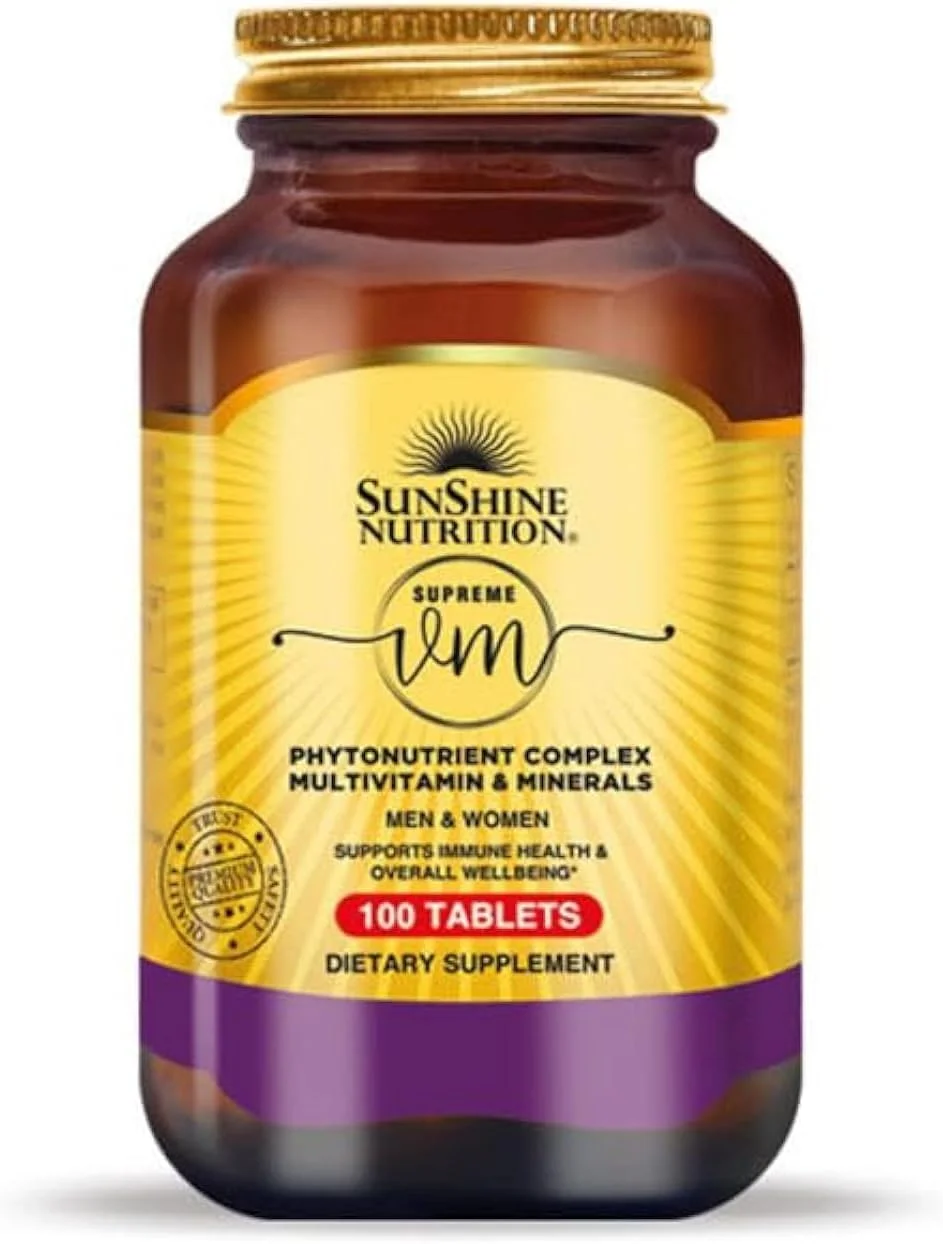 سان شاین نوتریشن سوپریم وی ام کمپلکس فیتونوترینت مولتی ویتامین و مواد معدنی | برای مردان و زنان | برای حمایت از سلامت ایمنی | تندرستی کلی | تولید انرژی | 100 قرص سان شاین نوتریشن سوپریم وی ام کمپلکس فیتونوترینت مولتی ویتامین و مواد معدنی | برای مردان و زنان | برای حمایت از سلامت ایمنی | تندرستی کلی | تولید انرژی | 100 قرص