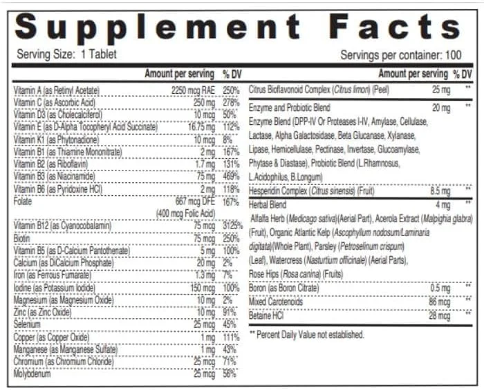 Sunshine Nutrition Once Daily Multivitamin Men & Women | With Probiotics, Enzyme & Herbal Blend | To Supports Immune Health | Overall Health | Digestive Health | 100 Tablets Sunshine Nutrition Once Daily Multivitamin Men & Women | With Probiotics, Enzyme & Herbal Blend | To Supports Immune Health | Overall Health | Digestive Health | 100 Tablets