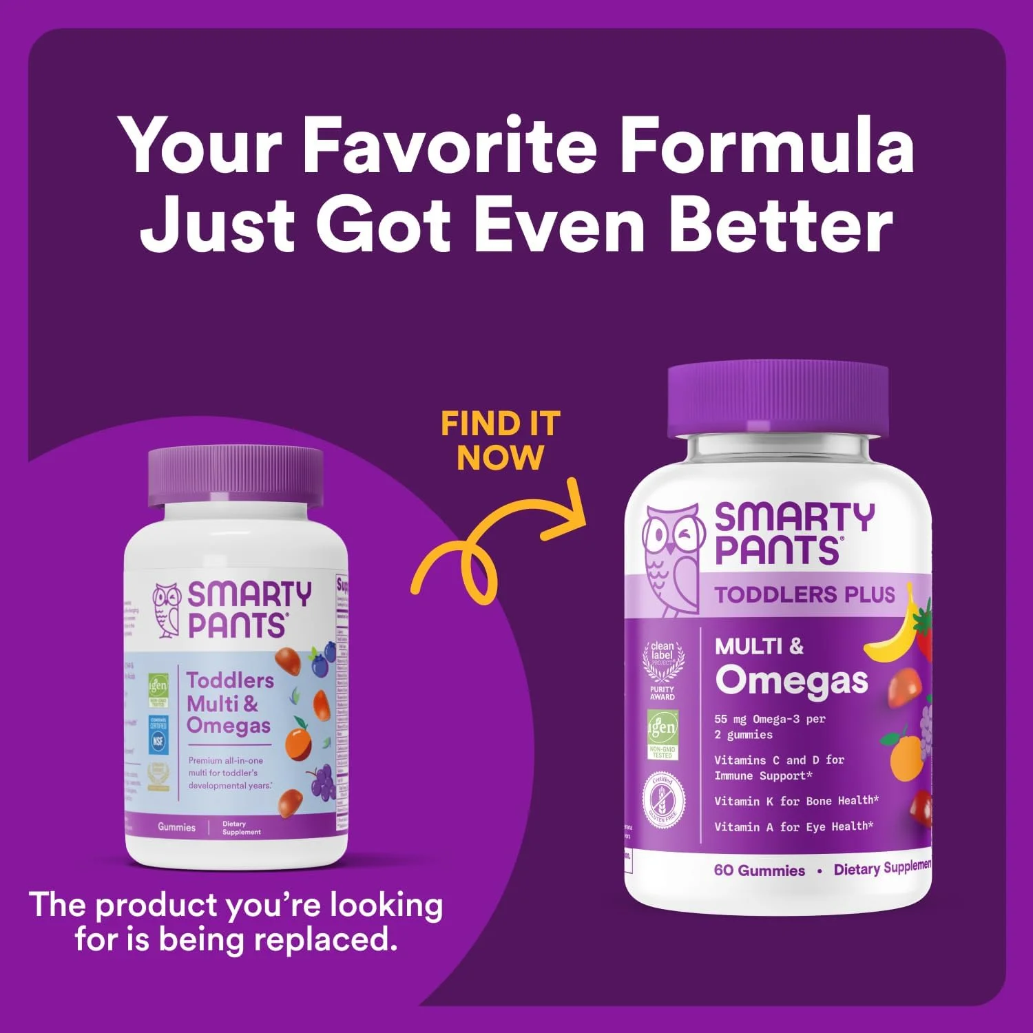 ویتامین های پاستیلی روزانه فرمول کودکان SmartyPants: بدون گلوتن، مولتی ویتامین و روغن ماهی امگا 3 (DHA/EPA) - 90 عدد