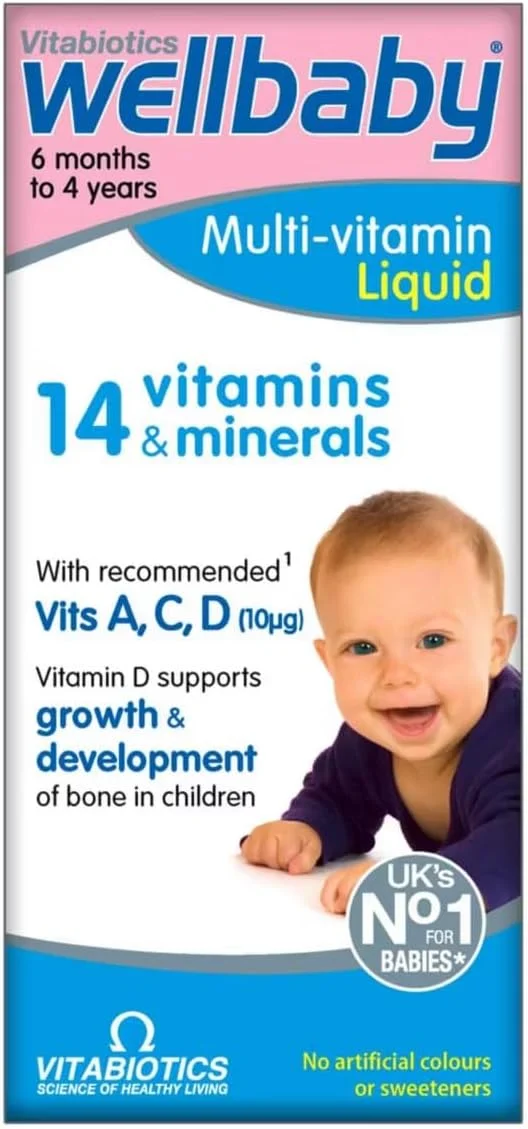 بسته 1 عددی مولتی ویتامین Wellbaby برای نوزادان، کودکان نوپا و خردسالان 6 ماهه تا 4 ساله (شامل ویتامین D) 150 میلی لیتر به همراه کارت تشکر بسته 1 عددی مولتی ویتامین Wellbaby برای نوزادان، کودکان نوپا و خردسالان 6 ماهه تا 4 ساله (شامل ویتامین D) 150 میلی لیتر به همراه کارت تشکر