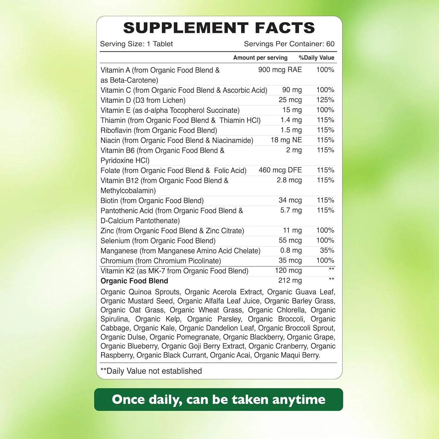 مولتی ویتامین روزانه آقایان ارگانیک Earth Plant Based | پشتیبانی از سیستم ایمنی و انرژی | وگان، بدون گلوتن، تغذیه پاک | 60 کپسول