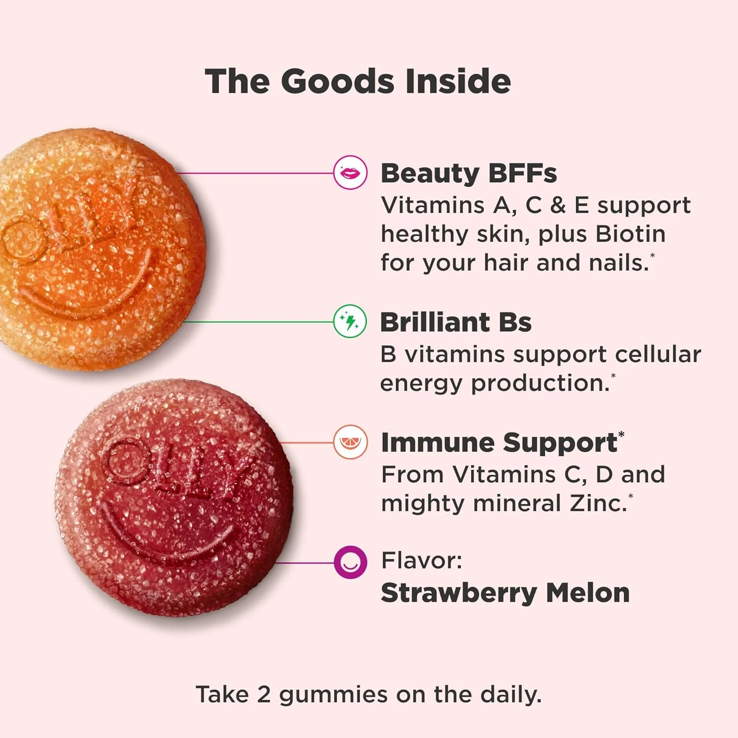 پاستیل مولتی ویتامین دخترانه OLLY Teen Girl، پشتیبانی از سلامت پوست و سیستم ایمنی، 15 ویتامین ضروری، بیوتین، زینک، کلسیم، مولتی ویتامین جویدنی، طعم بری ملون، 70 عدد (مناسب برای 35 روز) پاستیل مولتی ویتامین دخترانه OLLY Teen Girl، پشتیبانی از سلامت پوست و سیستم ایمنی، 15 ویتامین ضروری، بیوتین، زینک، کلسیم، مولتی ویتامین جویدنی، طعم بری ملون، 70 عدد (مناسب برای 35 روز)