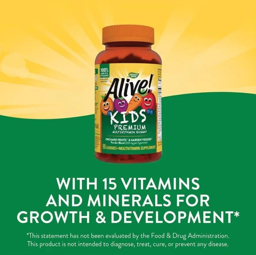 پاستیل مولتی ویتامین کودکان نیچرز وی Alive (طعم طبیعی پرتقال و توت)