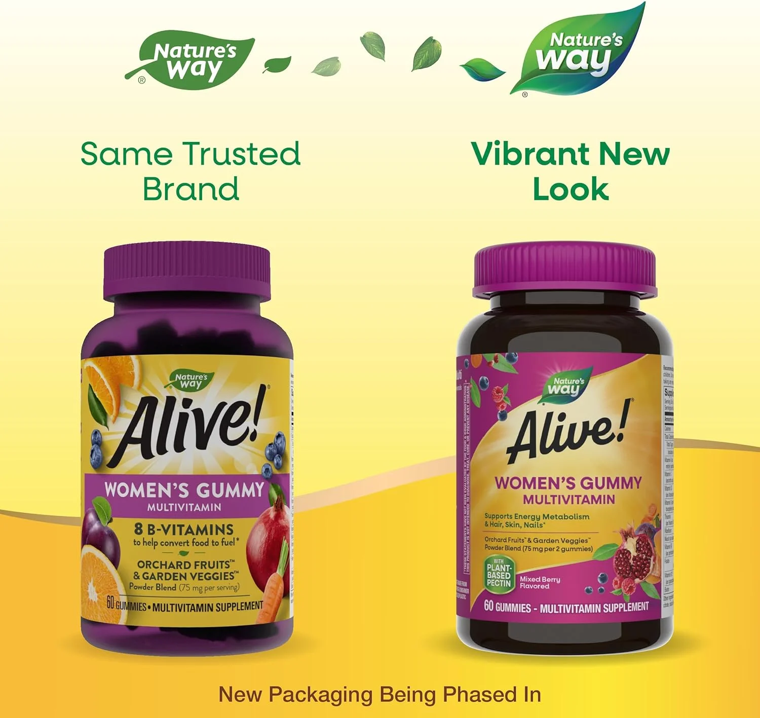 مولتی ویتامین بانوان Nature's Way Alive، 60 پاستیل | متابولیسم انرژی و مو، پوست، ناخن | مخلوط میوه های باغی و سبزیجات باغی - طعم توت مخلوط | 75 میلی گرم در هر وعده 2 پاستیلی مکمل غذایی مولتی ویتامین بانوان Nature's Way Alive، 60 پاستیل | متابولیسم انرژی و مو، پوست، ناخن | مخلوط میوه های باغی و سبزیجات باغی - طعم توت مخلوط | 75 میلی گرم در هر وعده 2 پاستیلی مکمل غذایی
