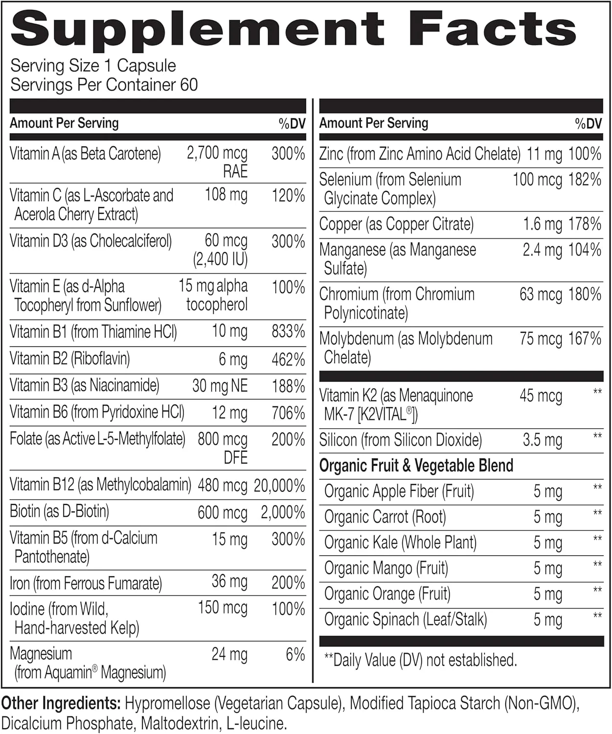 مولتی ویتامین باریاتریک نیچرو - یک عدد در روز همراه با آهن - مکمل برای بیماران بعد از جراحی بای پس معده - تغذیه طبیعی غذای کامل - 60 کپسول گیاهی