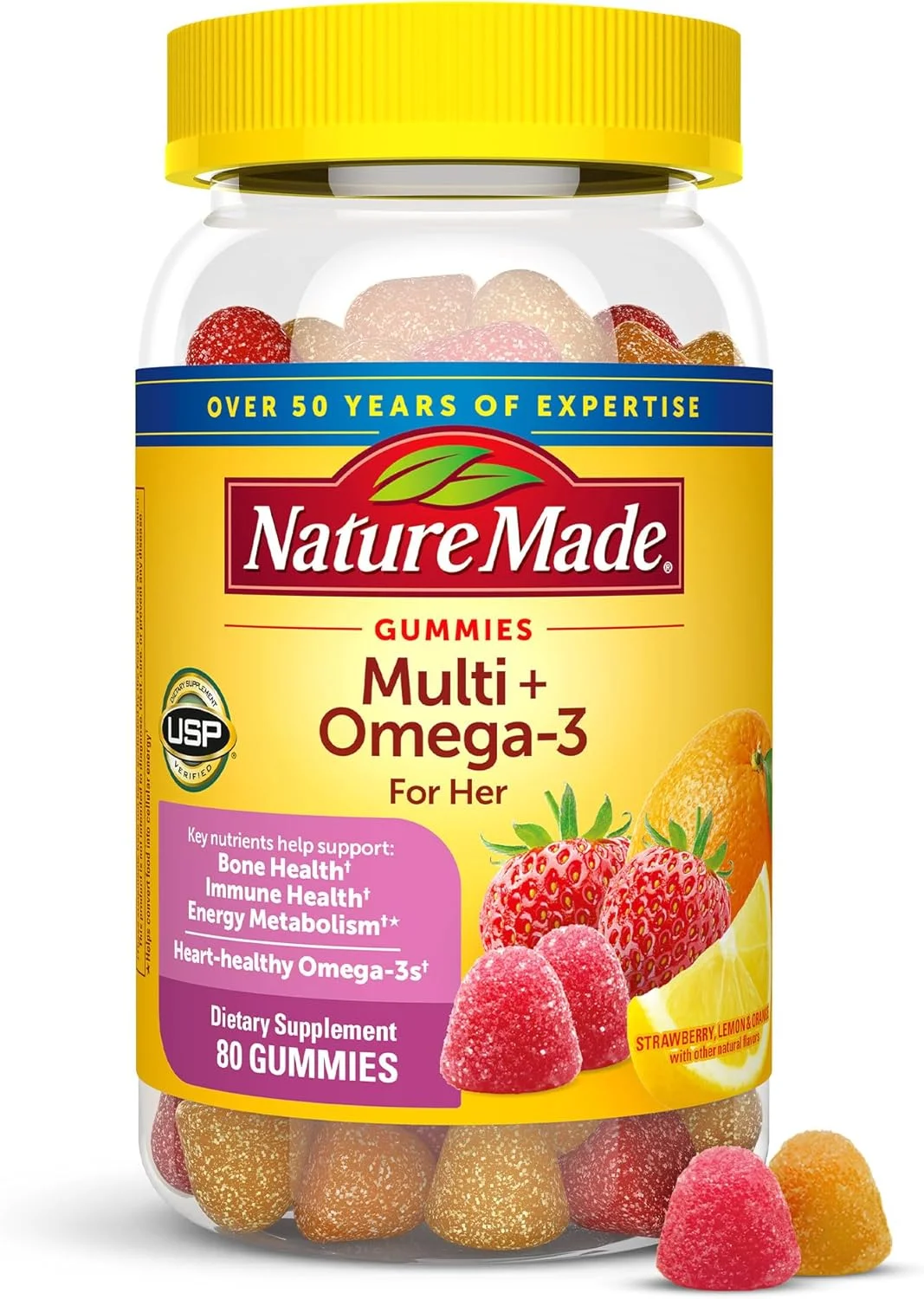 پاستیل مولتی ویتامین + امگا 3 مخصوص بانوان Nature Made، 80 عدد برای پشتیبانی تغذیه روزانه (بسته بندی ممکن است متفاوت باشد) پاستیل مولتی ویتامین + امگا 3 مخصوص بانوان Nature Made، 80 عدد برای پشتیبانی تغذیه روزانه (بسته بندی ممکن است متفاوت باشد)