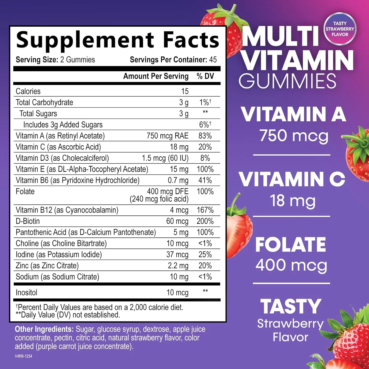 پاستیل مولتی ویتامین برای بزرگسالان حاوی ویتامین های A، C، D، B12 - مولتی ویتامین پاستیلی برای حمایت تغذیه ای روزانه با ویتامین ها و مواد معدنی برای زنان و مردان، مولتی ویتامین Nature's Multi VIT - 90 پاستیل پاستیل مولتی ویتامین برای بزرگسالان حاوی ویتامین های A، C، D، B12 - مولتی ویتامین پاستیلی برای حمایت تغذیه ای روزانه با ویتامین ها و مواد معدنی برای زنان و مردان، مولتی ویتامین Nature's Multi VIT - 90 پاستیل