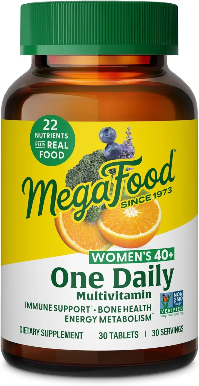 مولتی ویتامین روزانه زنان MegaFood - حاوی آهن، کمپلکس B، ویتامین C، ویتامین D، بیوتین و موارد دیگر - به همراه غذای واقعی - مکمل تقویت کننده سیستم ایمنی - سلامت استخوان - گیاهی (30 قرص، زنان بالای 40 سال) مولتی ویتامین روزانه زنان MegaFood - حاوی آهن، کمپلکس B، ویتامین C، ویتامین D، بیوتین و موارد دیگر - به همراه غذای واقعی - مکمل تقویت کننده سیستم ایمنی - سلامت استخوان - گیاهی (30 قرص، زنان بالای 40 سال)