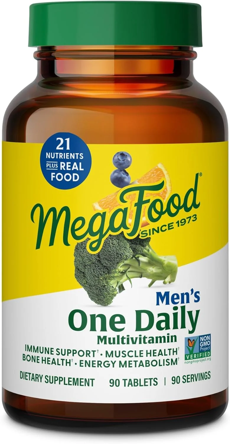 MegaFood Men's One Daily - Multivitamin for Men with Zinc, Selenium, Vitamin B12, Vitamin B6, Vitamin D & Real Food - Immune Support Supplement - Muscle and Bone Health - Vegetarian - 90 Tabs MegaFood Men's One Daily - Multivitamin for Men with Zinc, Selenium, Vitamin B12, Vitamin B6, Vitamin D & Real Food - Immune Support Supplement - Muscle and Bone Health - Vegetarian - 90 Tabs