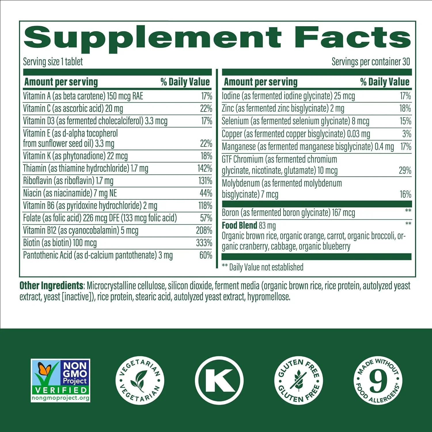 MegaFood Kids One Daily-Kids Vitamins-With Vitamin B,Vitamin C,Vitamin D & Zinc-Bone Health & Immune Support Supplement - Non-GMO,Vegetarian,Made Without 9 Food Allergens-60 Mini Tabs-2 Month Supply MegaFood Kids One Daily-Kids Vitamins-With Vitamin B,Vitamin C,Vitamin D & Zinc-Bone Health & Immune Support Supplement - Non-GMO,Vegetarian,Made Without 9 Food Allergens-60 Mini Tabs-2 Month Supply