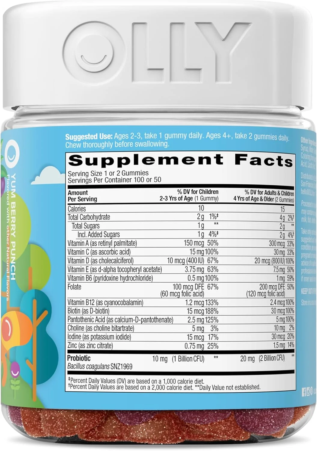 Olly Kids Multi + Probiotic Gummy Multivitamin (100 Gummies)