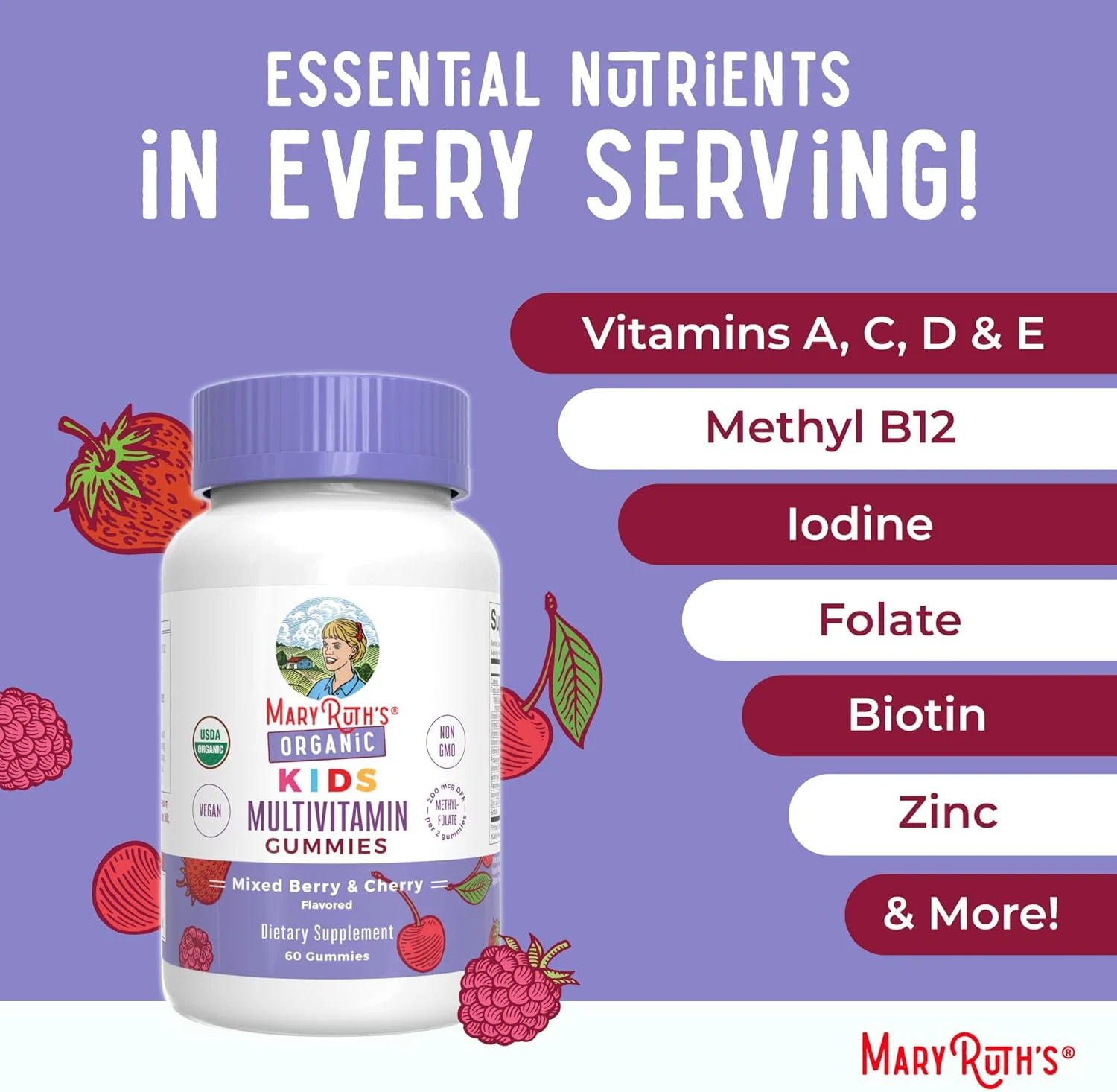 ویتامین های ارگانیک کودکان MaryRuth Organics | USDA | پاستیل مولتی ویتامین کودکان برای سنین 4 سال به بالا | مولتی ویتامین برای کودکان | ویتامین برای کودکان | وگان | غیر GMO | فقط 2 پاستیل در روز | 60 عدد ویتامین های ارگانیک کودکان MaryRuth Organics | USDA | پاستیل مولتی ویتامین کودکان برای سنین 4 سال به بالا | مولتی ویتامین برای کودکان | ویتامین برای کودکان | وگان | غیر GMO | فقط 2 پاستیل در روز | 60 عدد