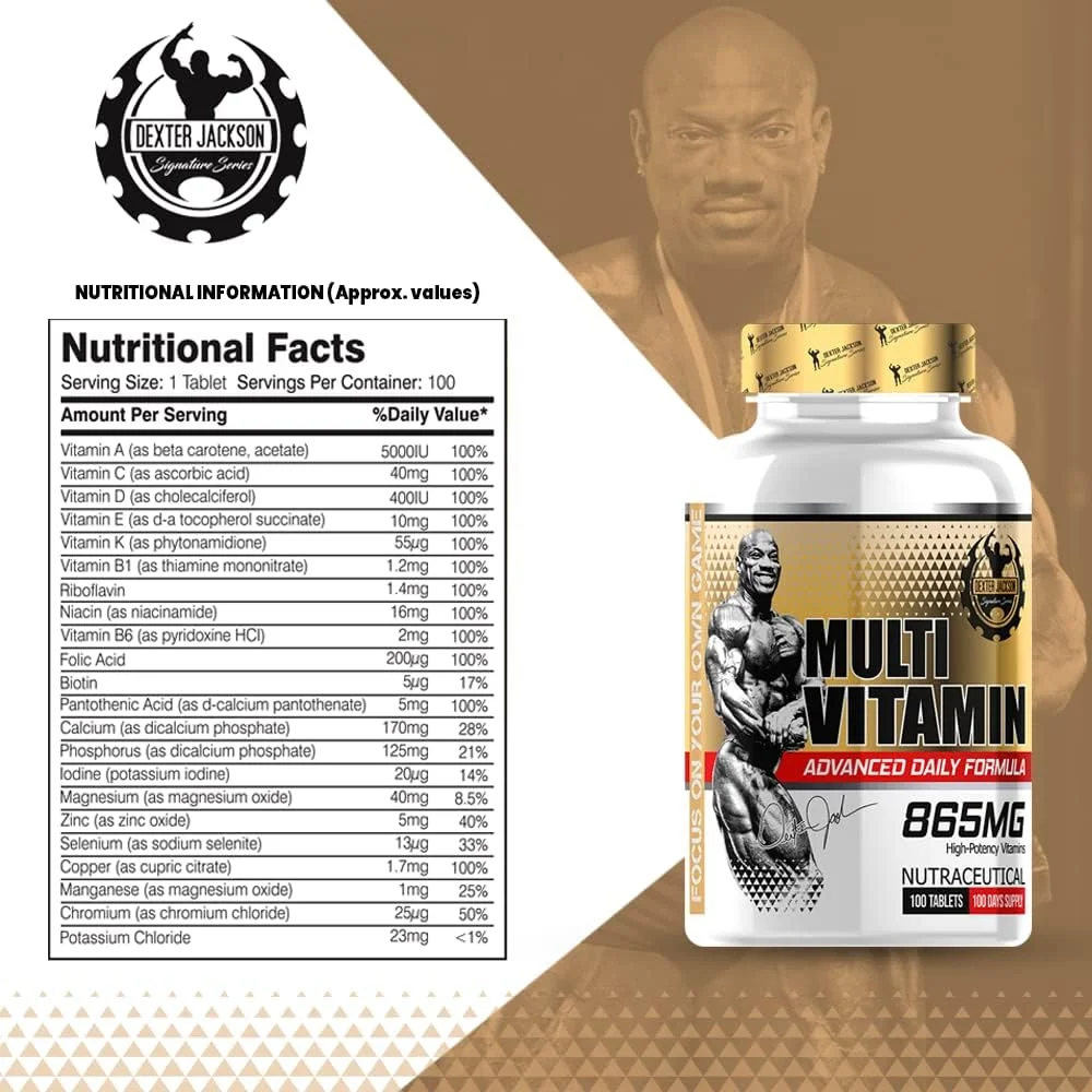 Dexter Jackson Signature Series Gold Multivitamin | Advanced Daily Formula | 865mg | 100 Serving