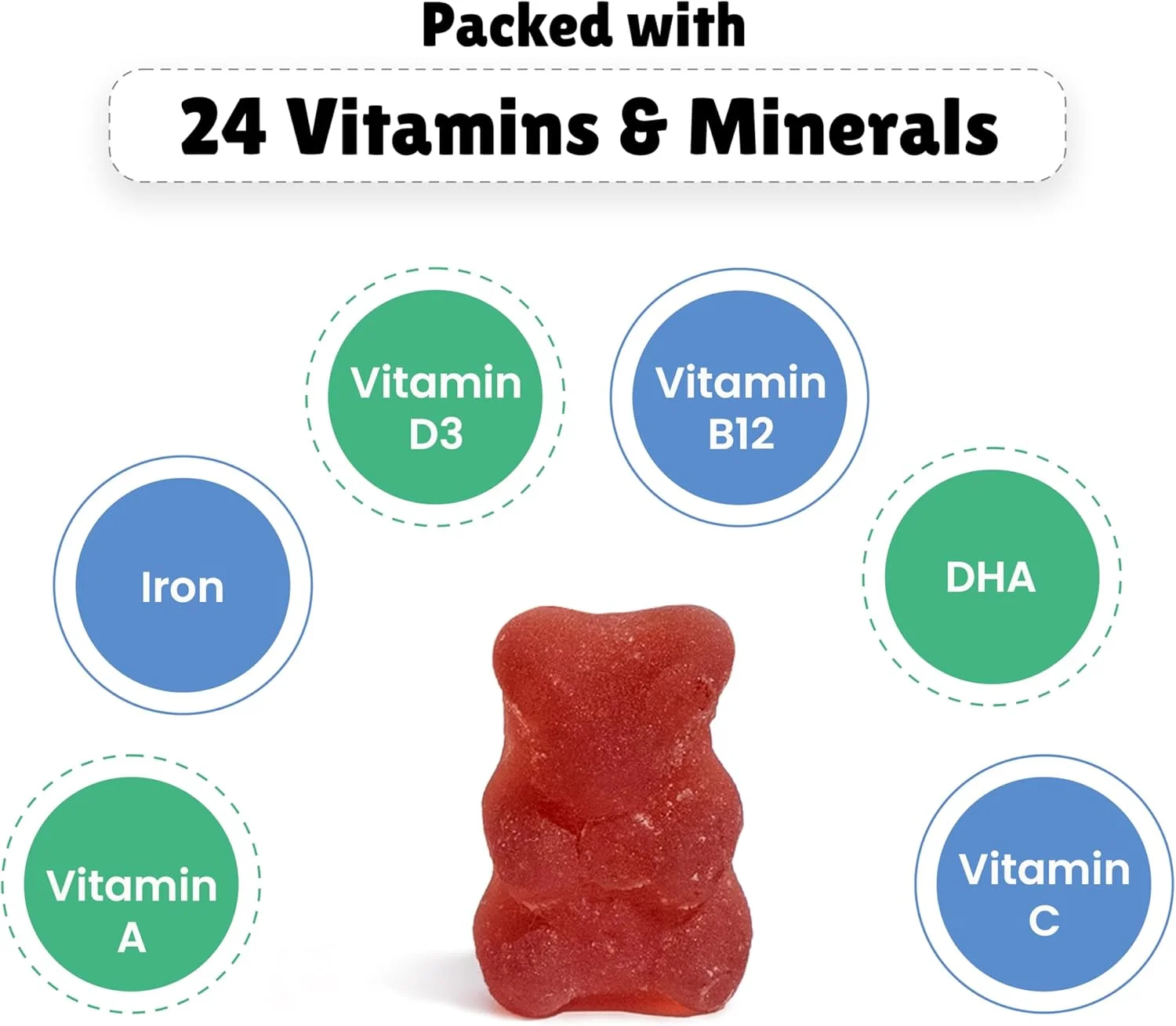 پاستیل مولتی ویتامین Little Joys (۲-۶ سال) | بسته ۶۰ عددی | بدون شکر افزوده | طعم توت فرنگی | تقویت سیستم ایمنی، تراکم استخوان و بینایی