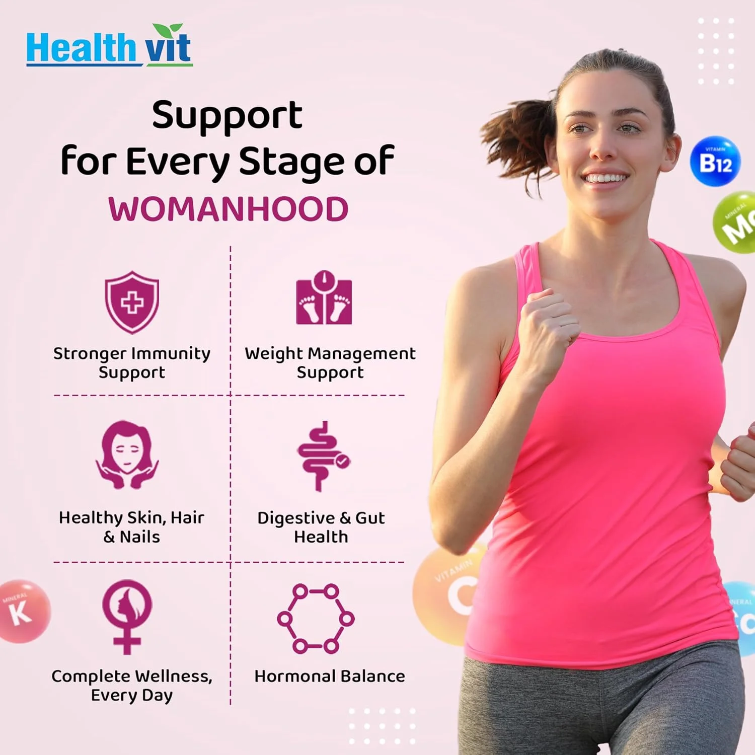 قرص های مولتی ویتامین و مولتی مینرال مخصوص بانوان Healthvit Cenvitan - 60 عدد قرص های مولتی ویتامین و مولتی مینرال مخصوص بانوان Healthvit Cenvitan - 60 عدد