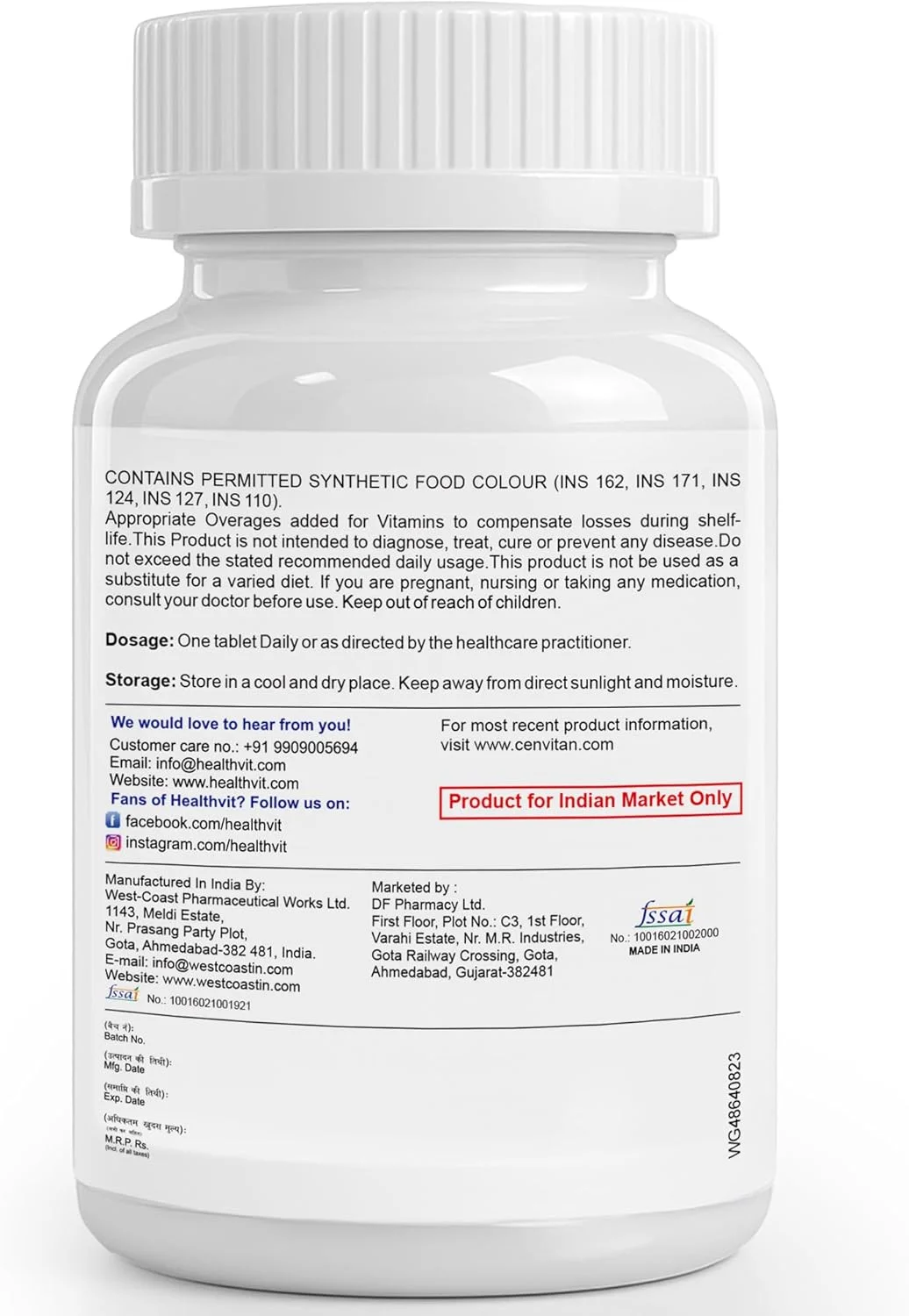 قرص های مولتی ویتامین و مولتی مینرال مخصوص بانوان Healthvit Cenvitan - 60 عدد قرص های مولتی ویتامین و مولتی مینرال مخصوص بانوان Healthvit Cenvitan - 60 عدد