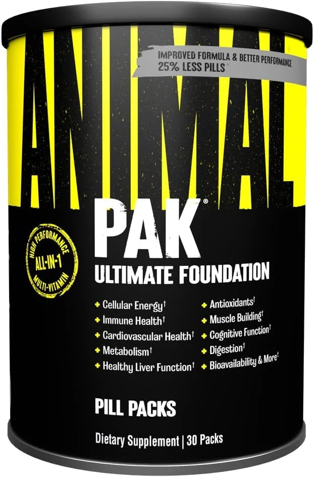 Animal Pak - بسته ویتامین و مکمل همه کاره - روی، ویتامین C، B، D، آمینو اسیدها و موارد دیگر - مولتی ویتامین عملکرد تغذیه ورزشی برای زنان و مردان - نسخه به روز شده - 30 عدد Animal Pak - بسته ویتامین و مکمل همه کاره - روی، ویتامین C، B، D، آمینو اسیدها و موارد دیگر - مولتی ویتامین عملکرد تغذیه ورزشی برای زنان و مردان - نسخه به روز شده - 30 عدد