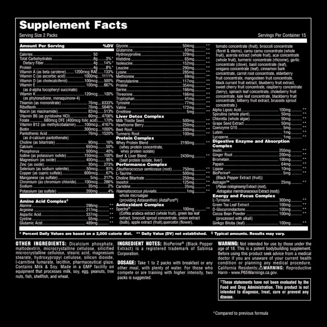 Animal Pak - بسته ویتامین و مکمل همه کاره - روی، ویتامین C، B، D، آمینو اسیدها و موارد دیگر - مولتی ویتامین عملکرد تغذیه ورزشی برای زنان و مردان - نسخه به روز شده - 30 عدد Animal Pak - بسته ویتامین و مکمل همه کاره - روی، ویتامین C، B، D، آمینو اسیدها و موارد دیگر - مولتی ویتامین عملکرد تغذیه ورزشی برای زنان و مردان - نسخه به روز شده - 30 عدد