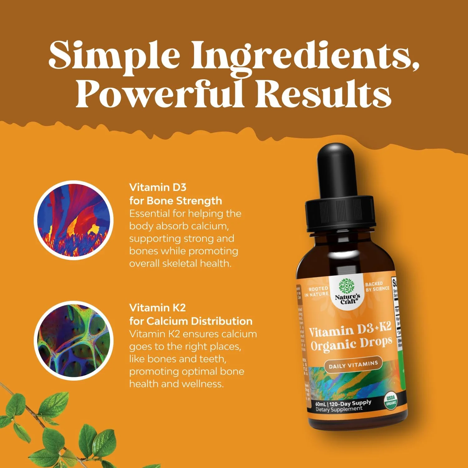 قطره های ویتامین D با ویتامین K-2 - ویتامین D مایع 5000 IU و مکمل ویتامین K2 MK7 برای حمایت از سیستم ایمنی و سلامت مفاصل - ویتامین D3 مایع با ویتامین K2 MK7 و روغن MCT برای جذب بهتر