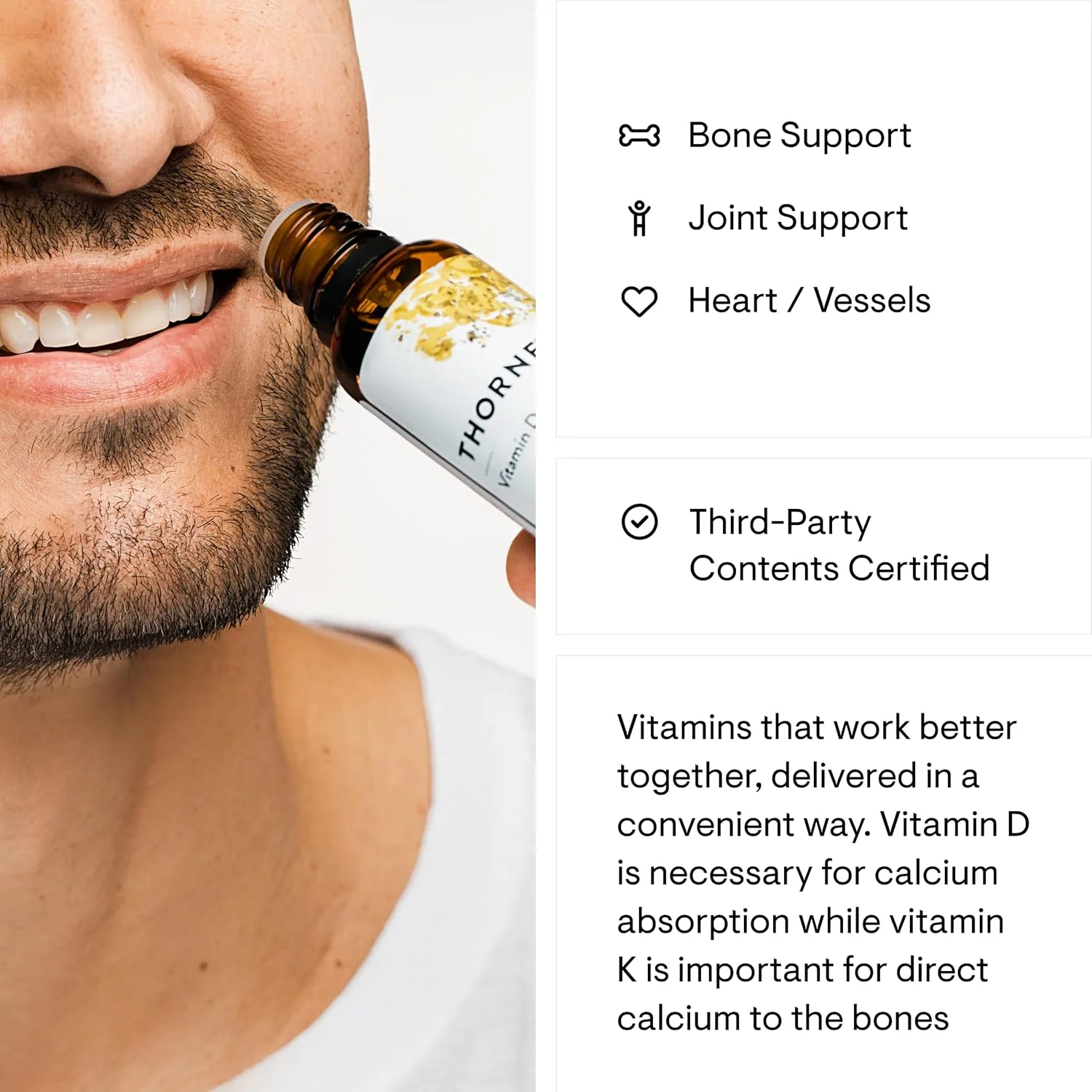 ویتامین D + K2 مایع THORNE با قطره چکان مدرج - ویتامین های D3 و K2 - پشتیبانی از سلامت استخوان ها و عضلات* - 30 میلی لیتر - 600 سروینگ ویتامین D + K2 مایع THORNE با قطره چکان مدرج - ویتامین های D3 و K2 - پشتیبانی از سلامت استخوان ها و عضلات* - 30 میلی لیتر - 600 سروینگ