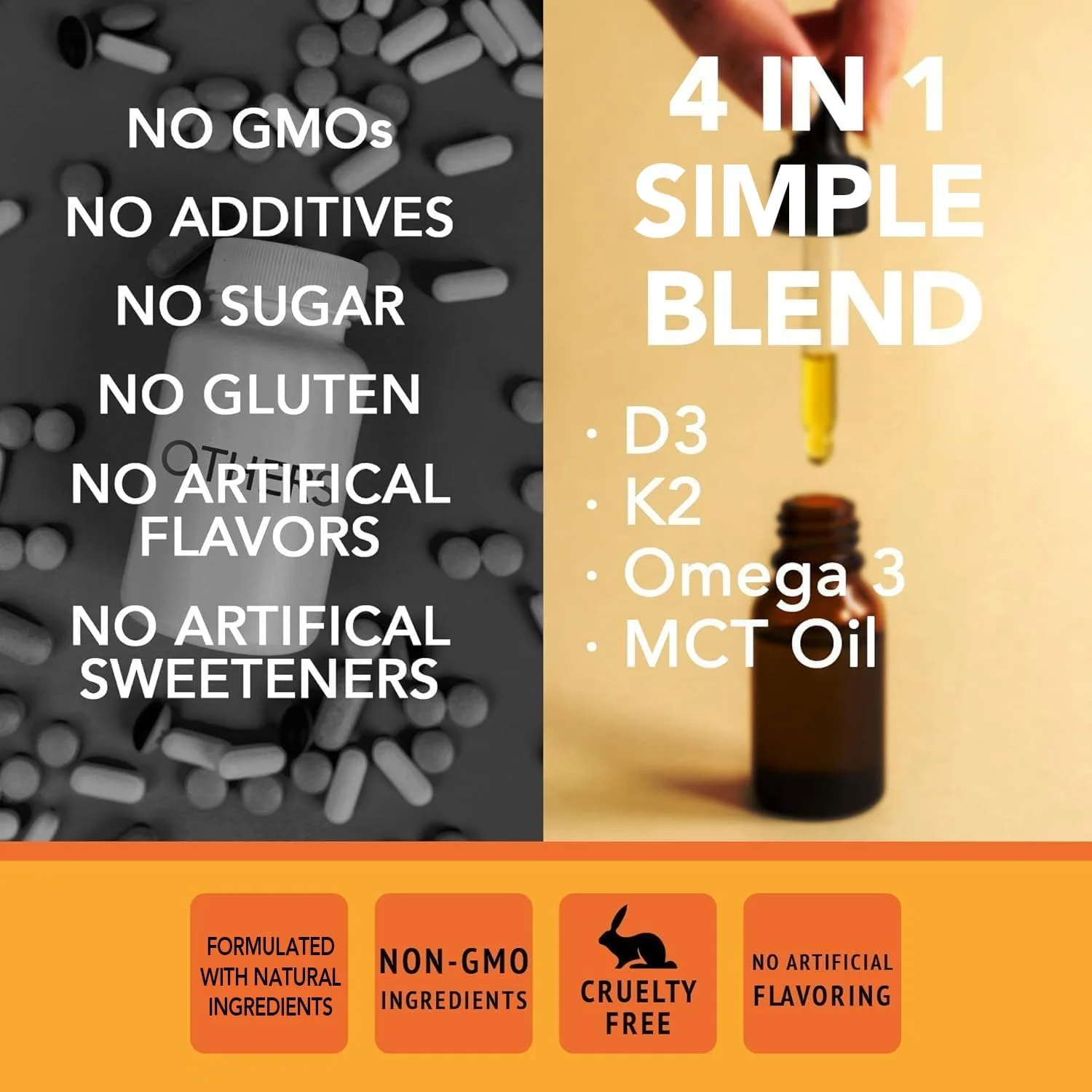 قطره مایع ویتامین D3 K2 5000 IU (120 میلی لیتر) حداکثر قدرت ویتامین D، K، روغن MCT و امگا 3 مکمل حمایت از استخوان، قلب، مفاصل و عضلات. فرمول جذب سریع. فرمول 4 در 1 کمپلکس غیر GMO قطره مایع ویتامین D3 K2 5000 IU (120 میلی لیتر) حداکثر قدرت ویتامین D، K، روغن MCT و امگا 3 مکمل حمایت از استخوان، قلب، مفاصل و عضلات. فرمول جذب سریع. فرمول 4 در 1 کمپلکس غیر GMO