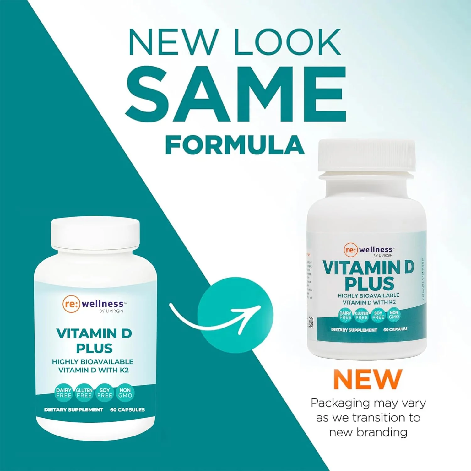 مکمل ویتامین D3 + K Shine On Reignite Wellness - 5000 واحد بین المللی ویتامین D، 550 میکروگرم ویتامین K - تقویت سلامت استخوان + پشتیبانی از سیستم ایمنی (60 کپسول گیاهی) - اثر جی جی ویرجین