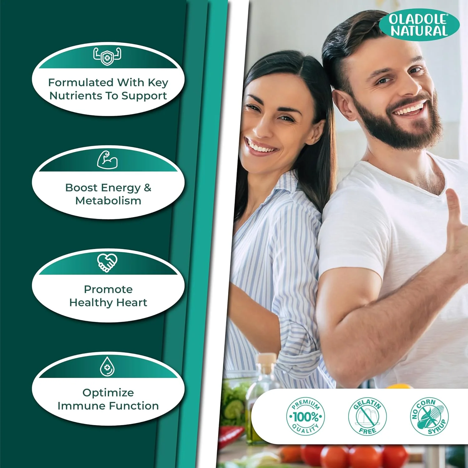 مولتی ویتامین طبیعی اولادل برای آقایان و بانوان، 90 سافت ژل | غنی شده با ویتامین A، C، D، E، K، B12، آهن، کلسیم، منیزیم، بیوتین، روی و ید | پشتیبانی از سیستم ایمنی با تقویت آنتی اکسیدانی مولتی ویتامین طبیعی اولادل برای آقایان و بانوان، 90 سافت ژل | غنی شده با ویتامین A، C، D، E، K، B12، آهن، کلسیم، منیزیم، بیوتین، روی و ید | پشتیبانی از سیستم ایمنی با تقویت آنتی اکسیدانی