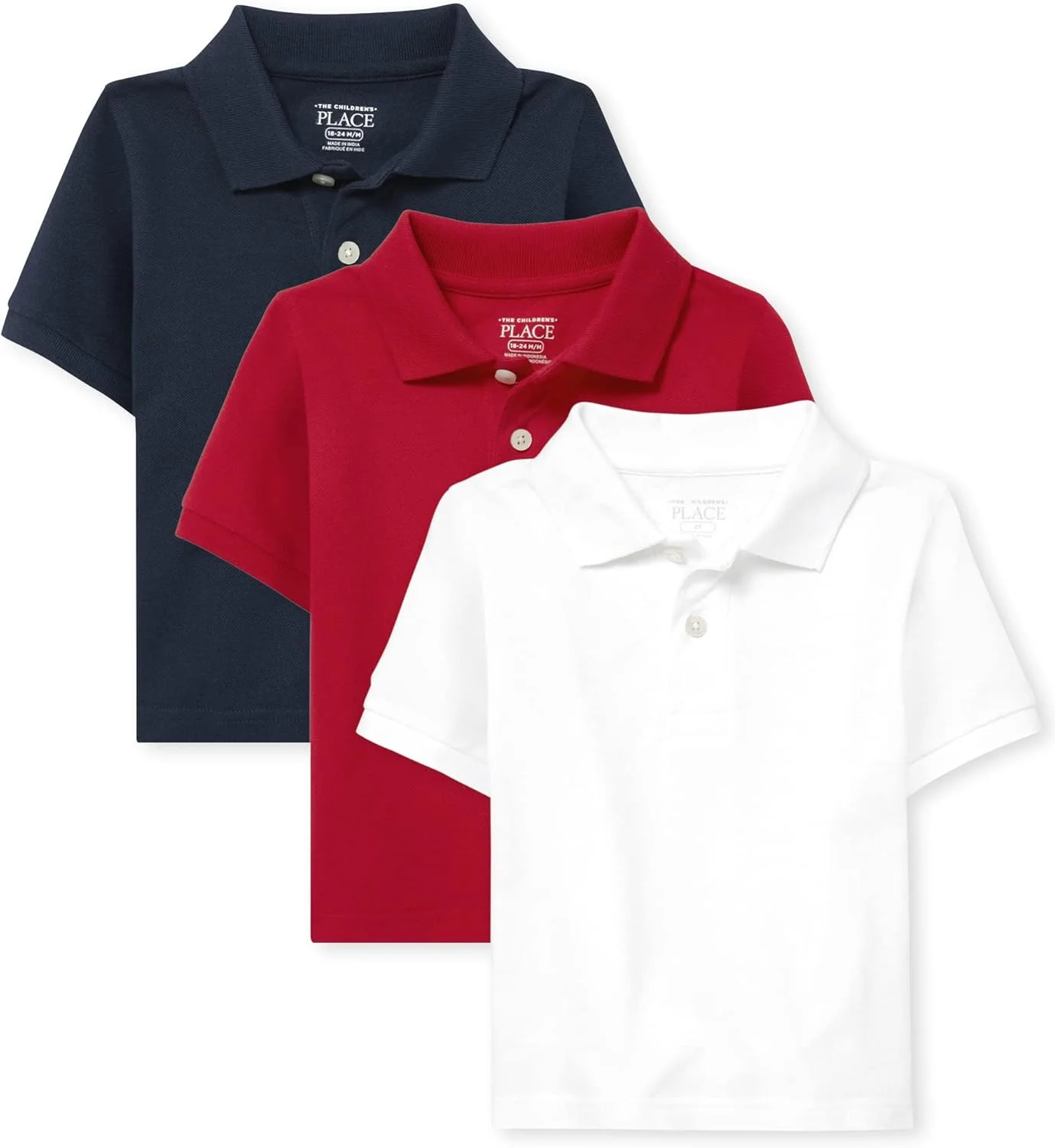 The Children's Place baby-boys Baby And Toddler Boys Uniform Pique Polo 3-Pack Polo Shirt The Children's Place baby-boys Baby And Toddler Boys Uniform Pique Polo 3-Pack Polo Shirt