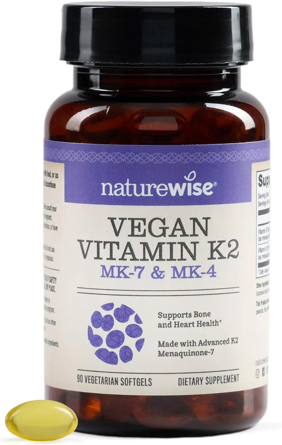 NatureWise ویتامین K2، پشتیبانی از استخوان های قوی با VitaMK7 Menaqui-7، سافت ژل، 90 عدد (بسته 1 عددی)