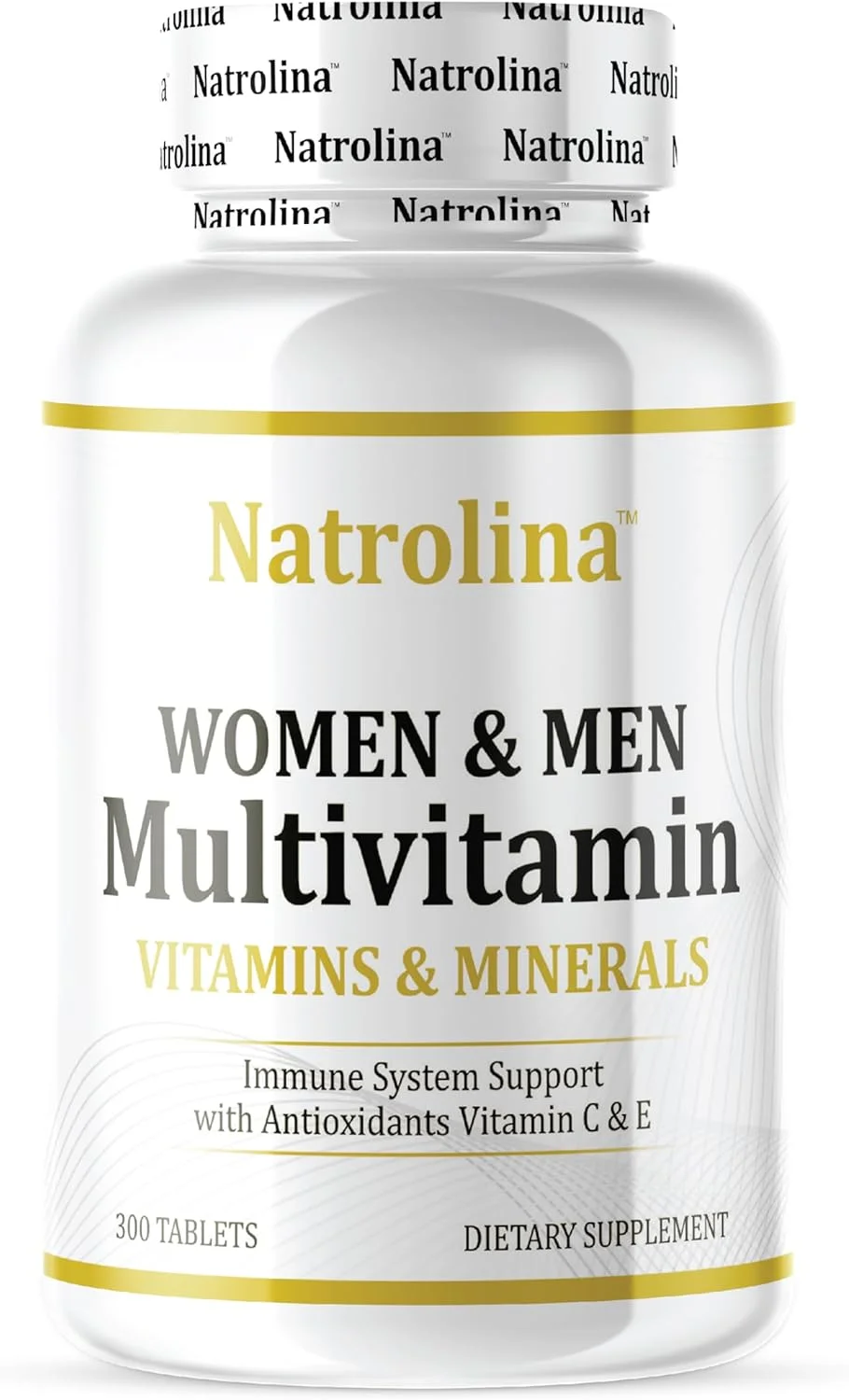 ناترولینا مولتی ویتامین بزرگسالان برای مردان و زنان 300 قرص به همراه مواد معدنی و ویتامین های متعدد | پشتیبانی از سیستم ایمنی با ویتامین های آنتی اکسیدانی C و E، انرژی و متابولیسم | پشتیبانی تغذیه ای روزانه