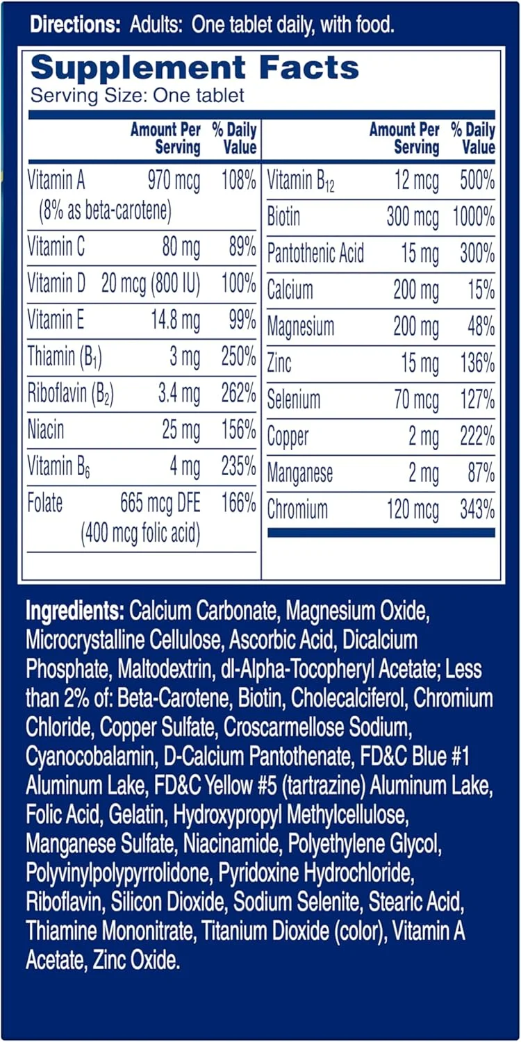 مولتی ویتامین مردانه One A Day Pro Edge، مکمل حاوی ویتامین های A، C، E و ویتامین های B برای پشتیبانی از انرژی و ویتامین D و منیزیم برای عملکرد سالم عضلات، 50 عدد