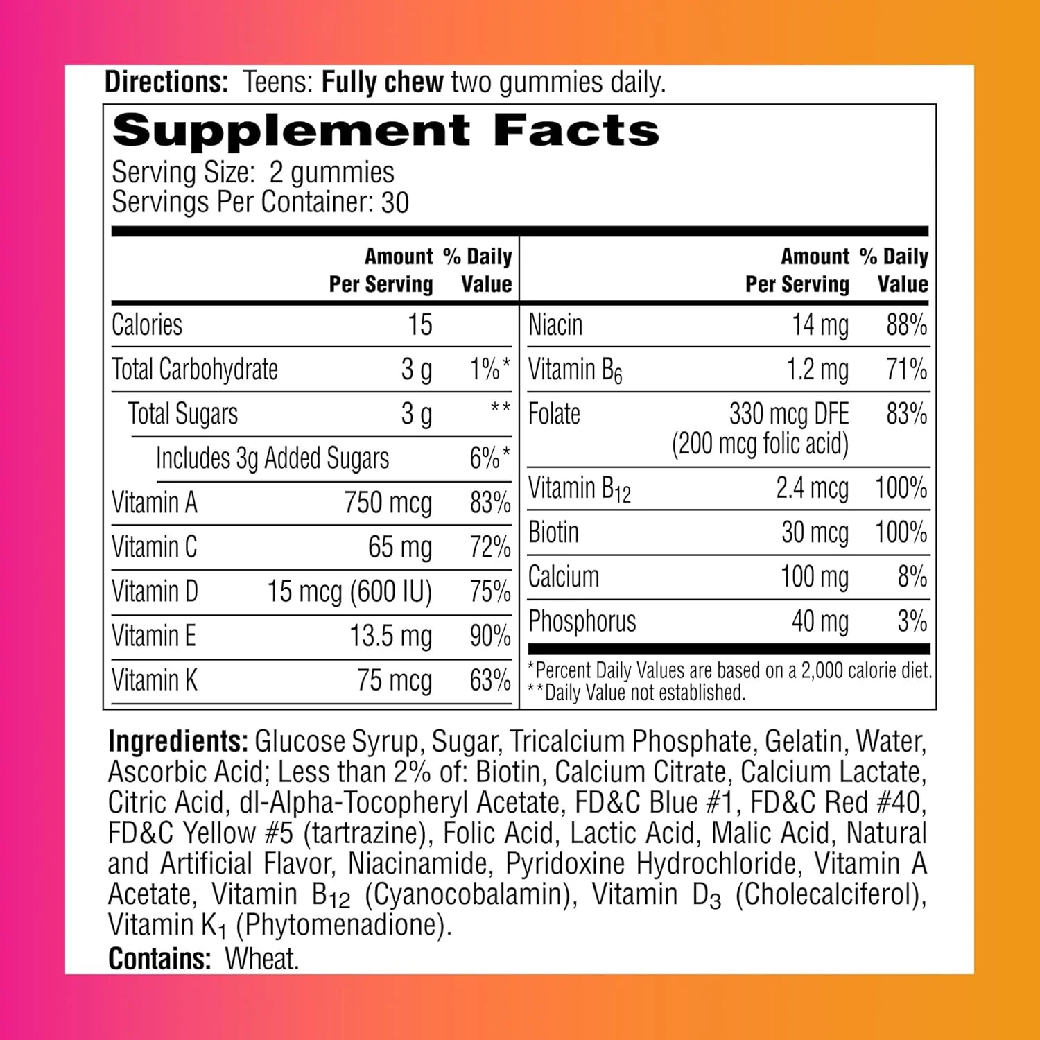 پاستیل مولتی ویتامین مخصوص نوجوانان دختر One A Day، پاستیل های مولتی ویتامین با ویتامین A، C، D، E و روی برای حمایت از سلامت سیستم ایمنی، انرژی فیزیکی و موارد دیگر، 150 عدد