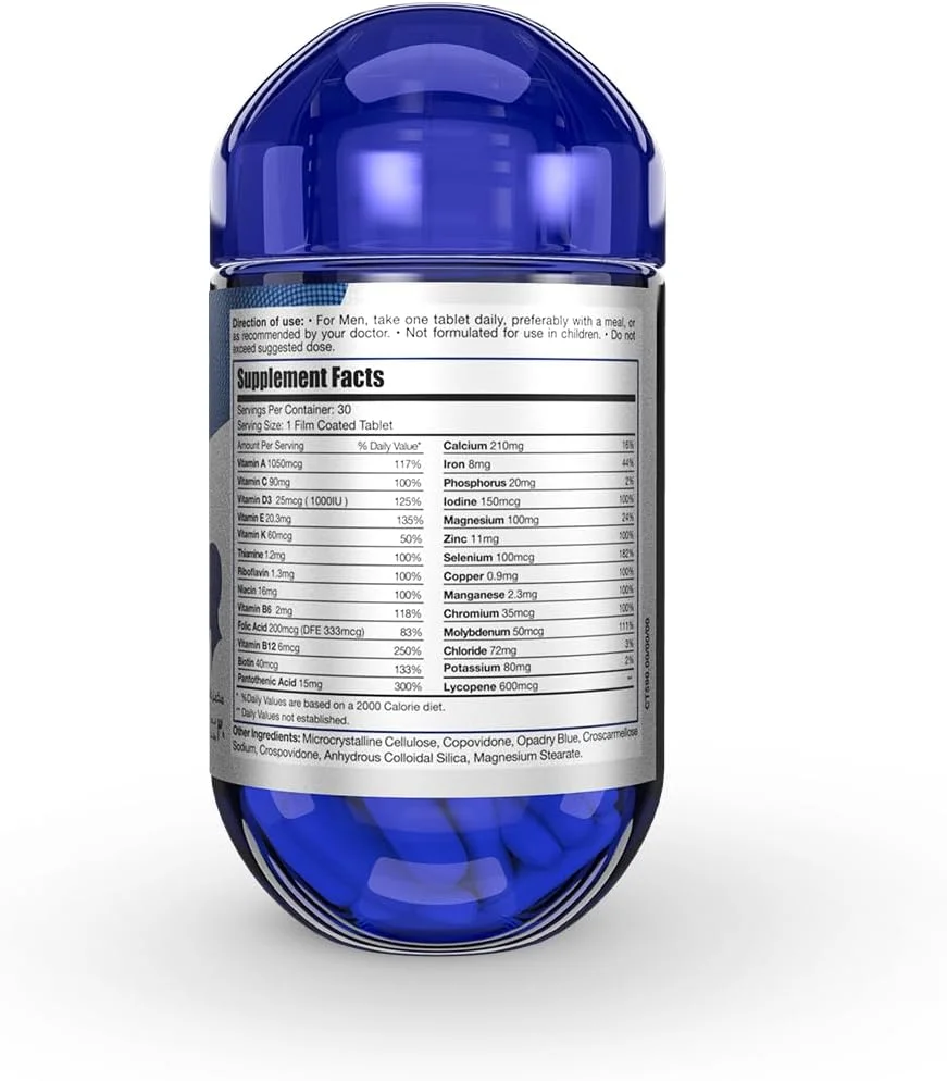 مولتی ویتامین روزانه مردانه Limitless Man Max – حاوی 27 ماده مغذی ضروری – انرژی، نشاط و پشتیبانی از سیستم ایمنی – ویتامین ها با آهن، D و کمپلکس B – 30 قرص