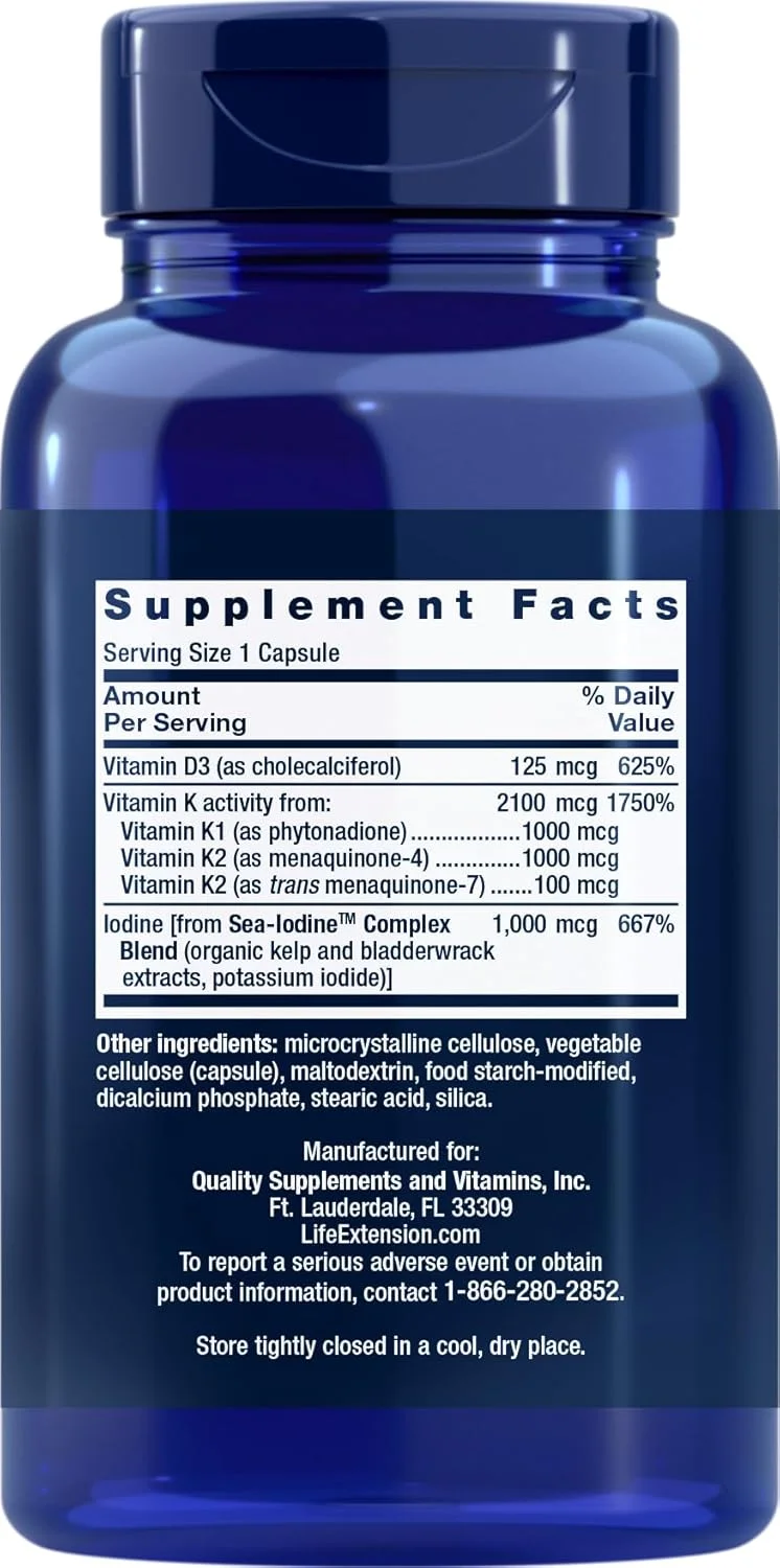 Life Extension Vitamins D and K with Sea-Iodine, 90 Caps (Pack of 2) Life Extension Vitamins D and K with Sea-Iodine, 90 Caps (Pack of 2)