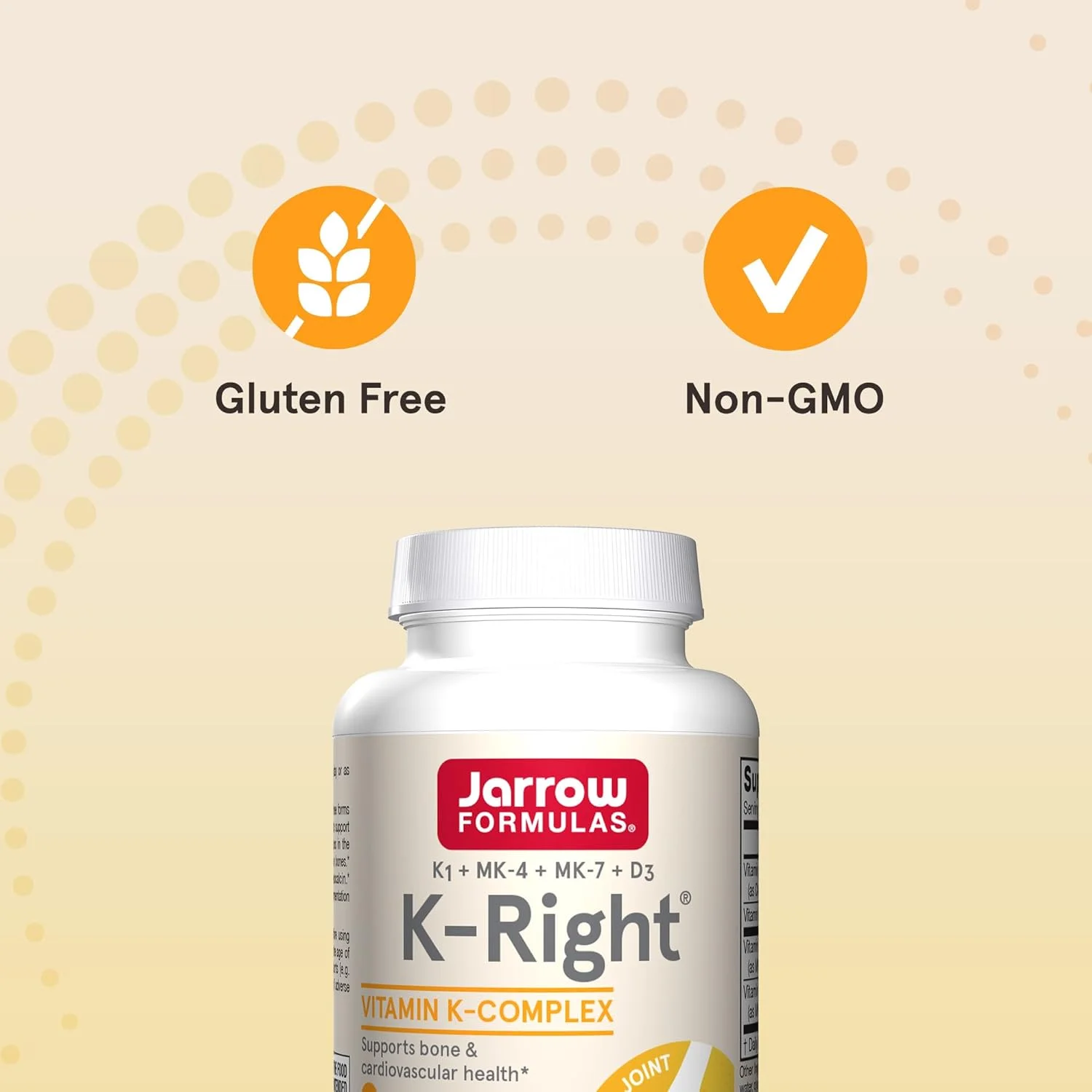 Jarrow Formulas K-Right - Dietary Supplement for Bone & Cardiovascular Health Support - Contains Vitamin D3 & Three Forms of Vitamin K Including MK-7-60 Servings (PACKAGING MAY VARY)