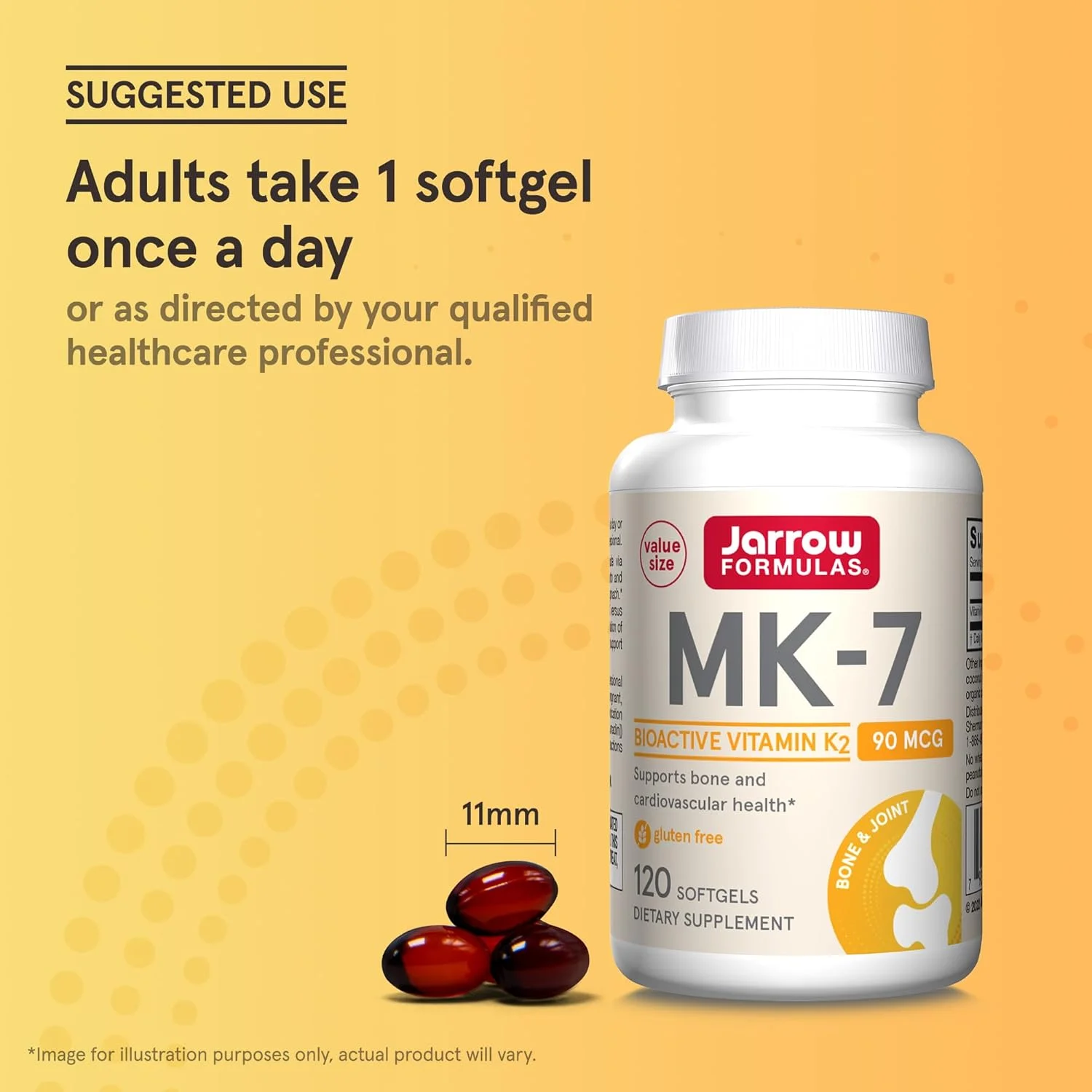 Jarrow Formulas MK-7 90 mcg - 120 Softgels - Superior Vitamin K Product for Building Strong Bones - Supports Heart & Cardiovascular Health - 120 Servings Jarrow Formulas MK-7 90 mcg - 120 Softgels - Superior Vitamin K Product for Building Strong Bones - Supports Heart & Cardiovascular Health - 120 Servings