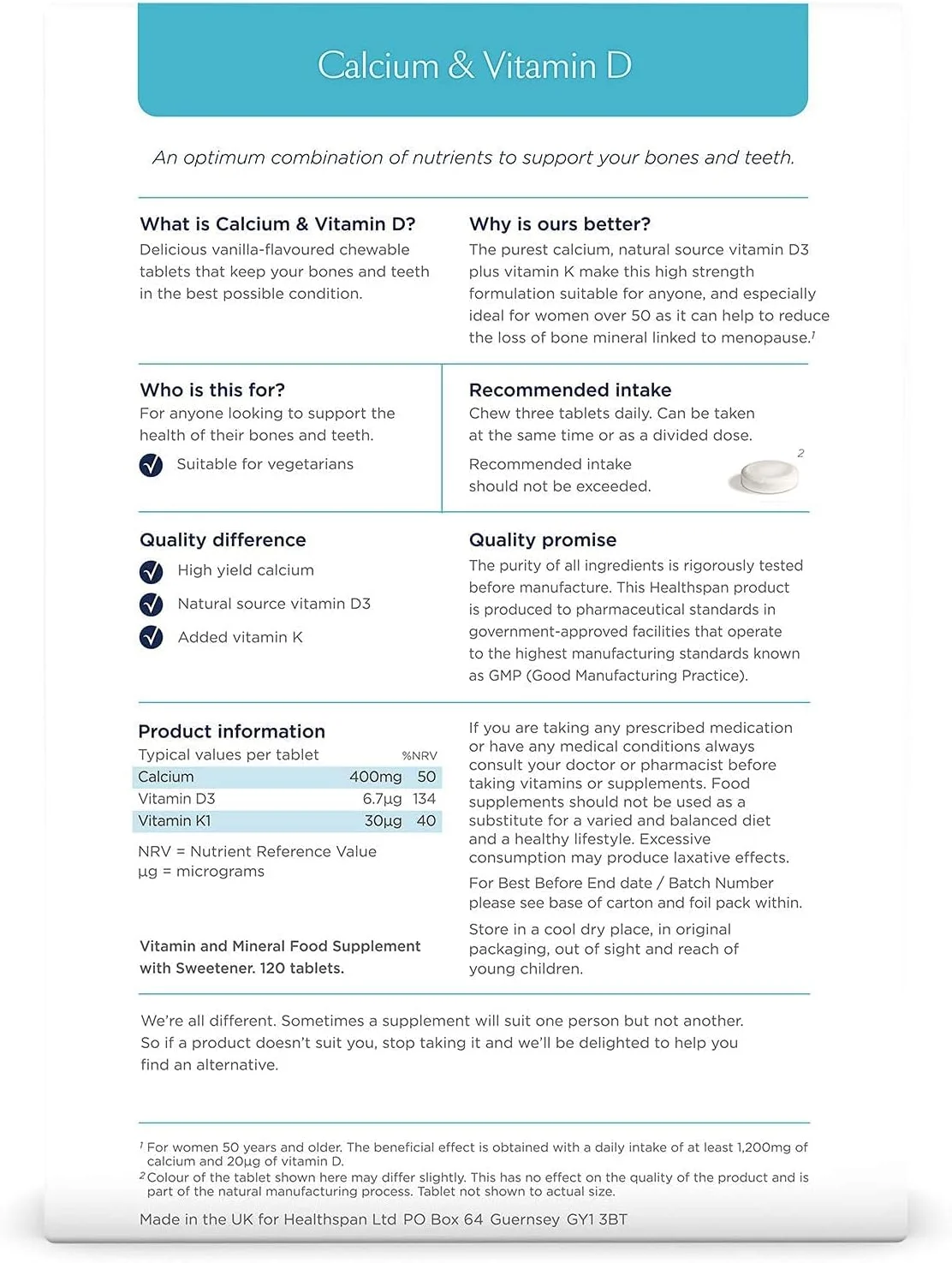 کلسیم و ویتامین D هلث اسپن | 240 قرص جویدنی | منبع طبیعی ویتامین D3 | حاوی ویتامین K برای سلامت استخوان | کربنات کلسیم | با طعم وانیل | مناسب گیاهخواران کلسیم و ویتامین D هلث اسپن | 240 قرص جویدنی | منبع طبیعی ویتامین D3 | حاوی ویتامین K برای سلامت استخوان | کربنات کلسیم | با طعم وانیل | مناسب گیاهخواران