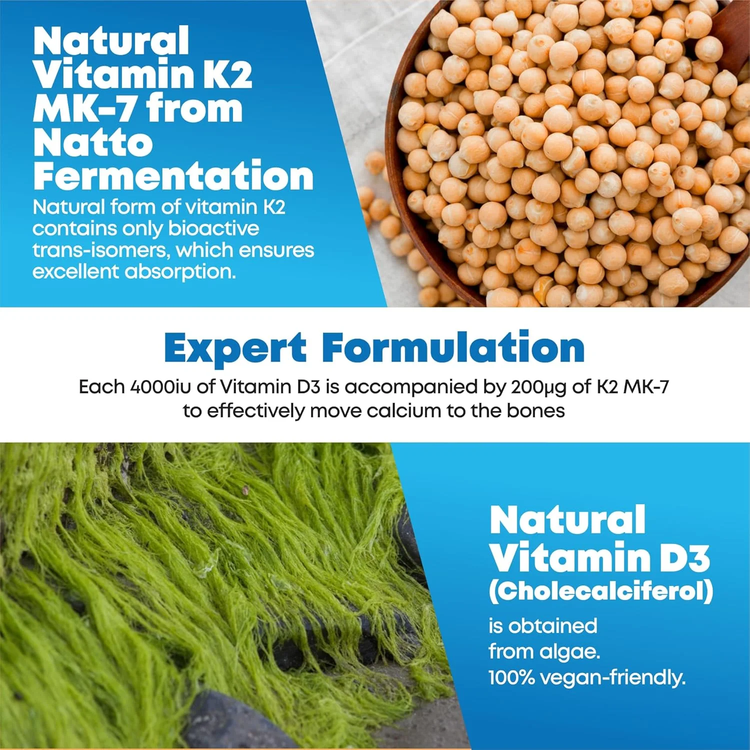 هلث فور آل ویتامین D3 4000iu و ویتامین K2 200ug (MK7 طبیعی) 400 قرص (تامین بیش از 1 سال) مکمل گیاهی ویتامین D3 K2، MK-7 با قدرت بالا از ناتو، ساخت انگلستان