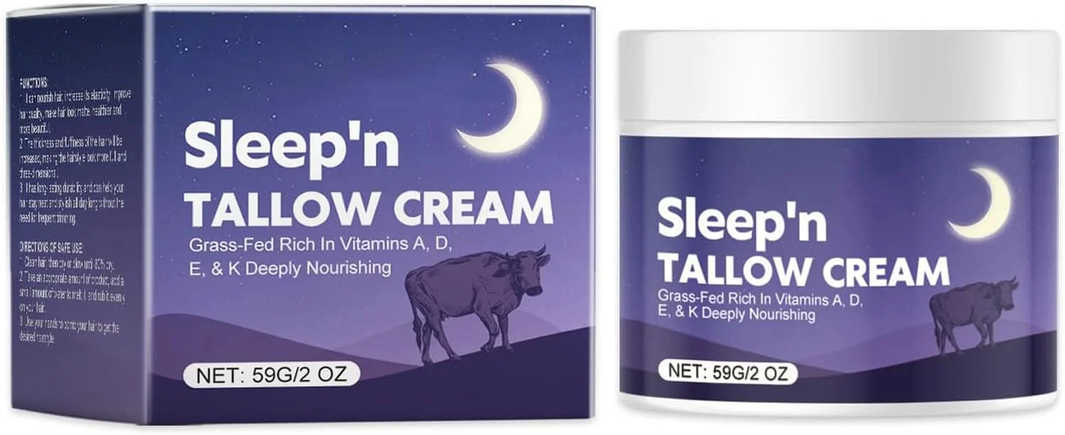 کرم شب صورت حاوی پیه گاو تغذیه شده با علف، کرم خواب آبرسان عمیق برای زنان، ضد پیری و کاهش دهنده چین و چروک، افزایش دهنده خاصیت ارتجاعی پوست، غنی از ویتامین های A، D، E و K (56 گرم)