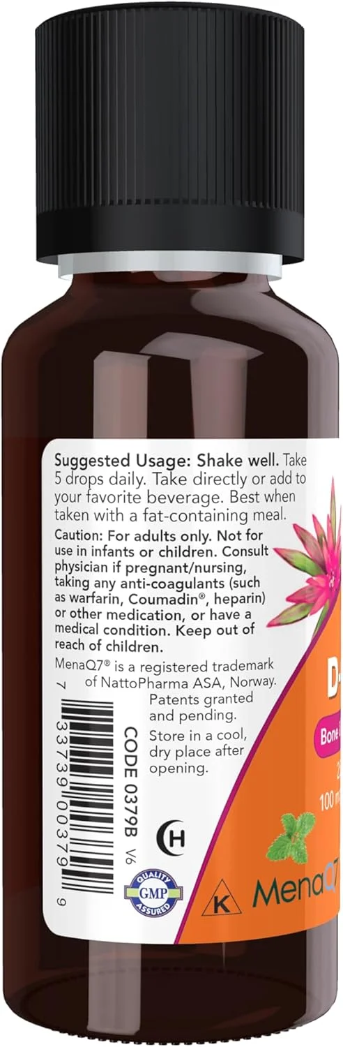 مایع ویتامین D3 و MK-7 ناو فودز 30 میلی لیتر | حاوی 2500 واحد بین المللی ویتامین D-3 و 100 میکروگرم ویتامین K-2 در هر 5 قطره | پشتیبانی از استخوان و قلب و عروق. مایع ویتامین D3 و MK-7 ناو فودز 30 میلی لیتر | حاوی 2500 واحد بین المللی ویتامین D-3 و 100 میکروگرم ویتامین K-2 در هر 5 قطره | پشتیبانی از استخوان و قلب و عروق.