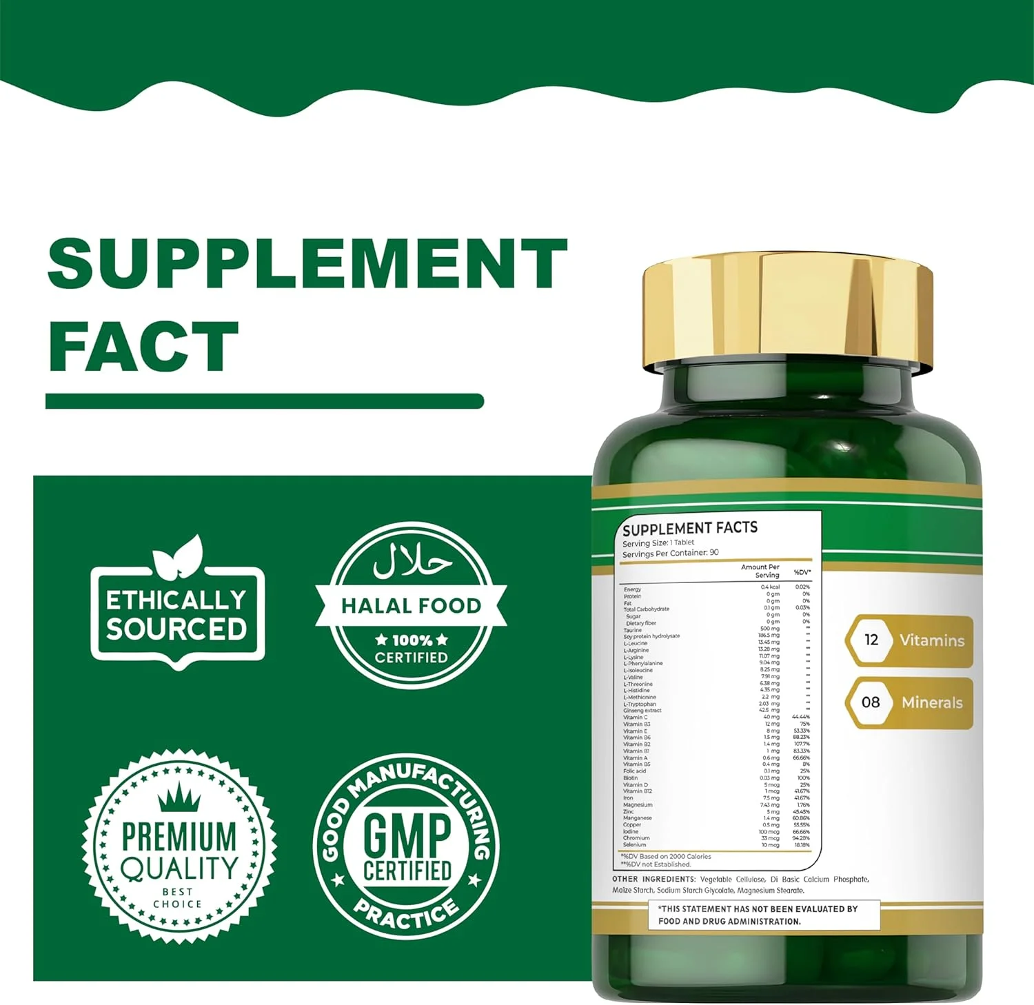 قرص مولتی ویتامین فولفر 90 عددی - مولتی ویتامین حاوی ویتامین های A، C، D، E، K، آهن، کلسیم، منیزیم، روی و ید | پشتیبانی از ایمنی، انرژی، استخوان و سلامت کلی | غیر GMO