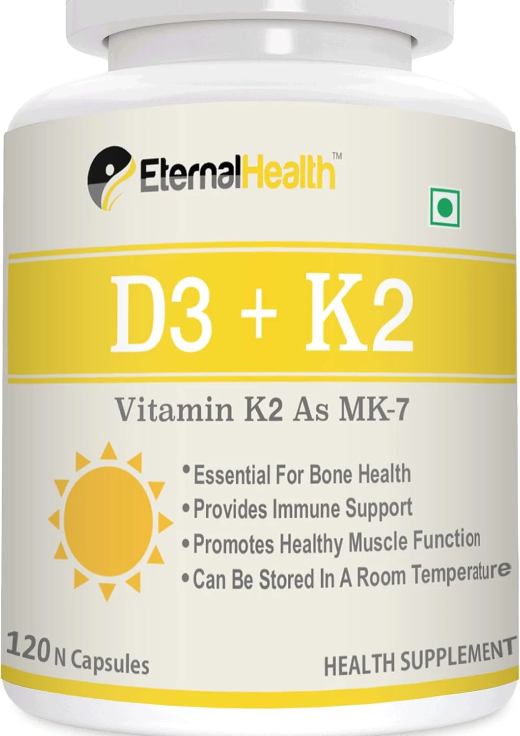 ویتامین D3 EternalHealth به همراه K2 به شکل MK-7 - کمپلکس ویتامین D و K - ویتامین D3 و K2 به شکل MK-7 - (120 کپسول گیاهی) ویتامین D3 EternalHealth به همراه K2 به شکل MK-7 - کمپلکس ویتامین D و K - ویتامین D3 و K2 به شکل MK-7 - (120 کپسول گیاهی)